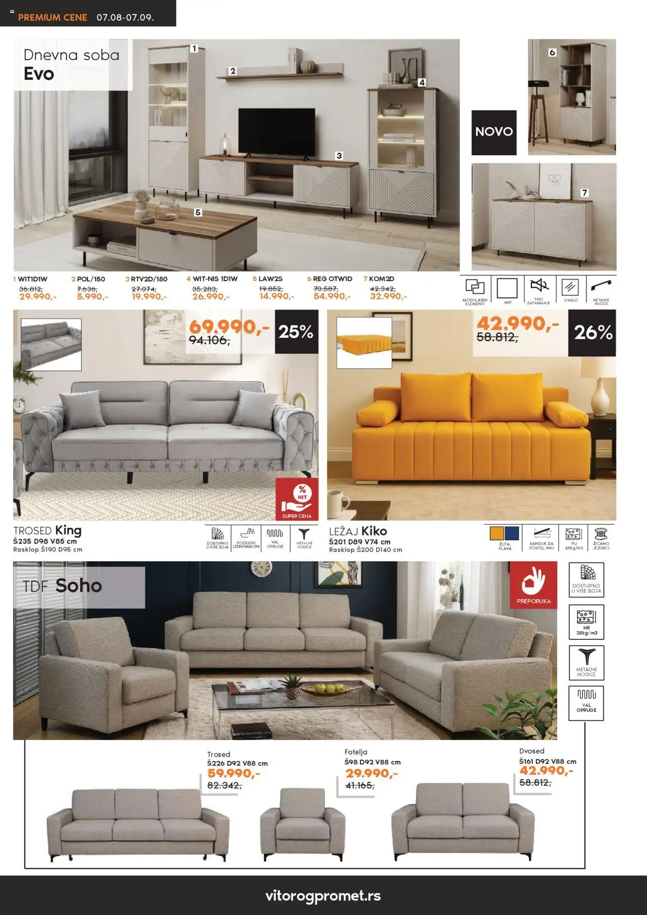 Vitorog katalog - važi od 07.08.2025 | Strana: 4 | Proizvode: Fotelja, Trosed, Dvosed
