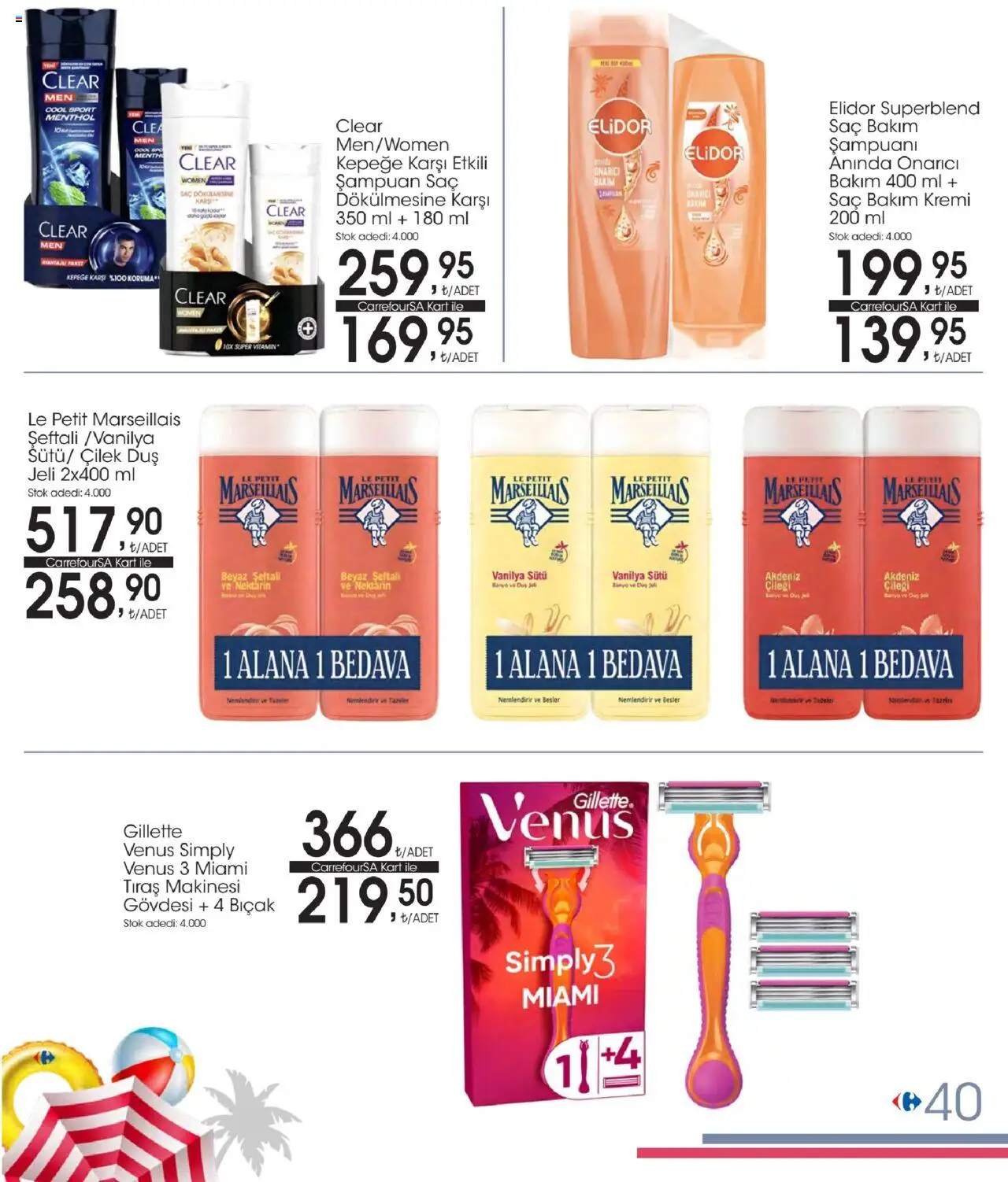 CarrefourSA - Tatil Katalogu  - 02.06.2025 tarihinden itibaren geçerlidir | Sayfa: 40 | Ürünler: Banyo, Şampuan, Çilek, Tıraş makinesi