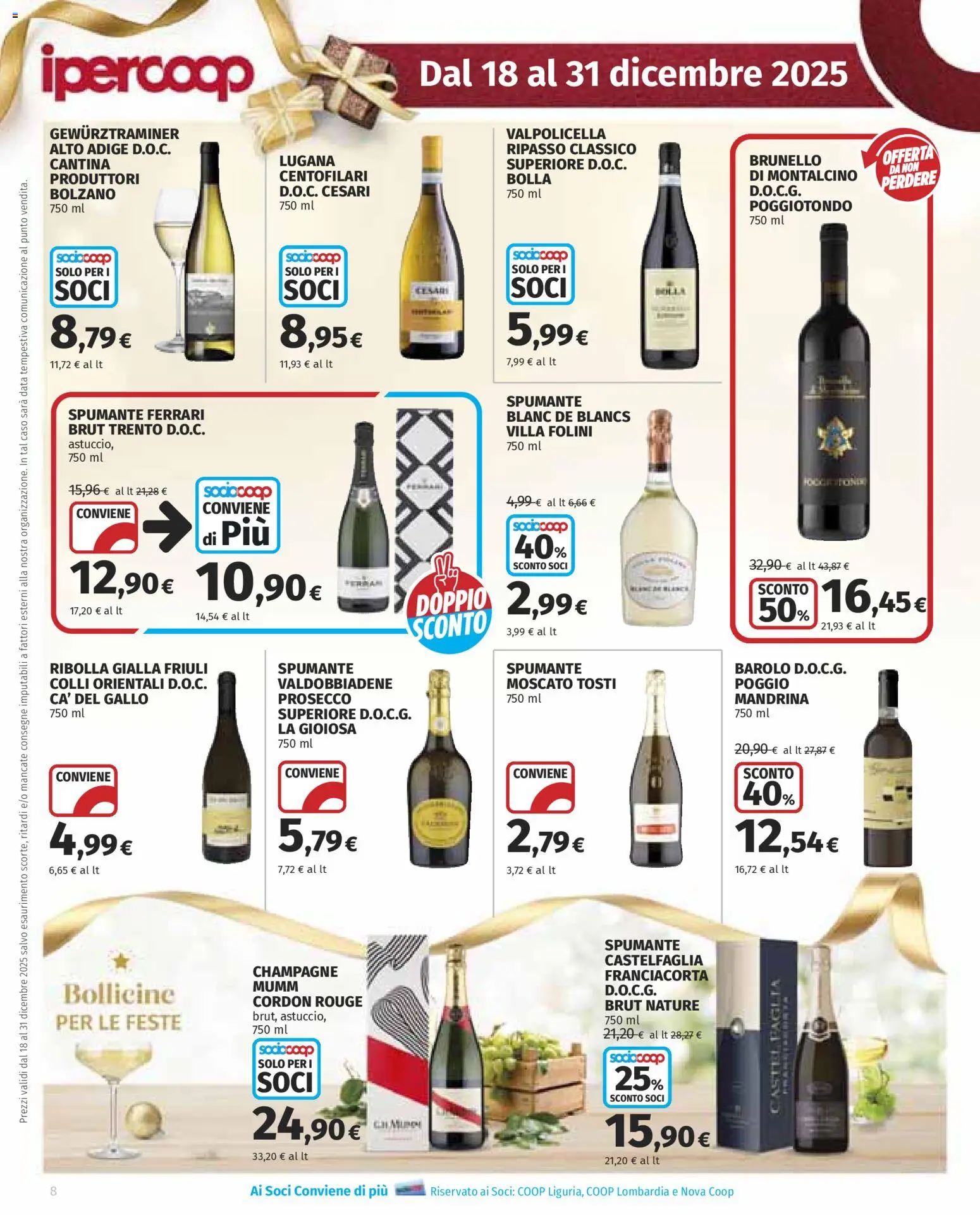 Volantino Ipercoop del 18.12.2025 | Pagina: 8 | Prodotti: Prosecco, Data, Spumante, Champagne