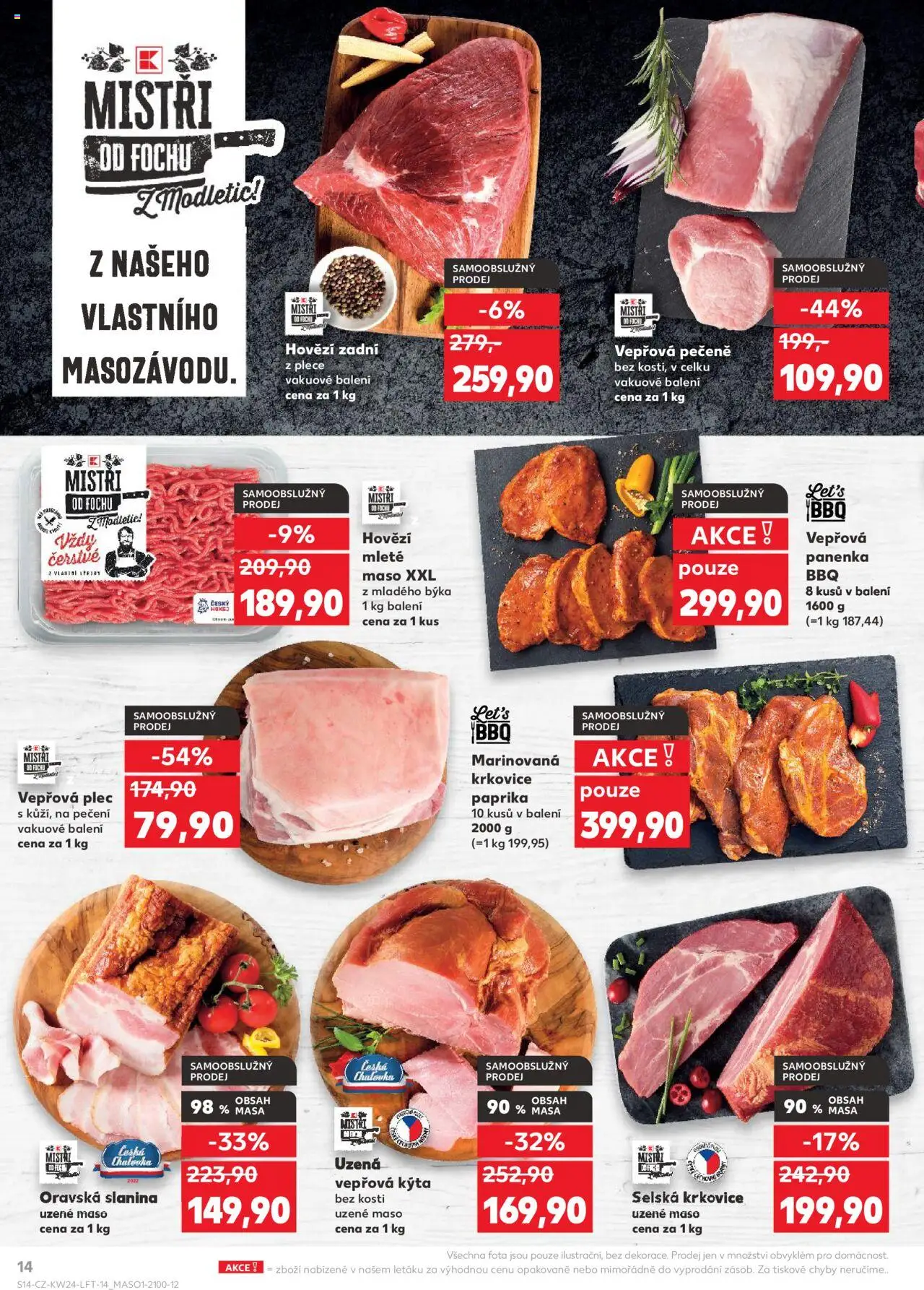 Kaufland leták - Chomutov od 11.06.2025 | Strana: 14 | Produkty: Kýta bez kosti, Vepřová plec, Krkovice, Hovězí mleté maso