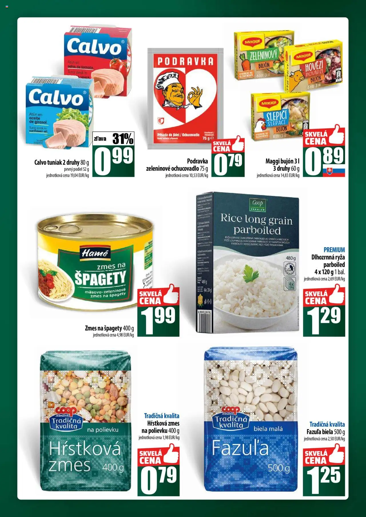 Nové COOP Jednota akcie – leták je platný od 18.09.2025 | Strana: 29 | Produkty: Tuniak, Bujón, Ryža, Špagety