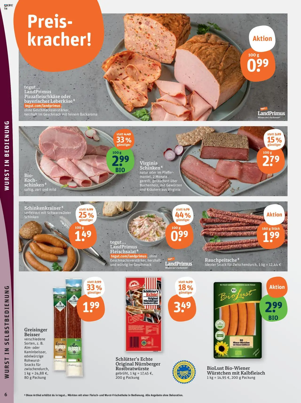 Tegut - Baden-Württemberg - gültig ab dem 28.07.2025 | Seite: 8 | Produkte: Pfeffer, Schinken, Fleisch, Leberkase