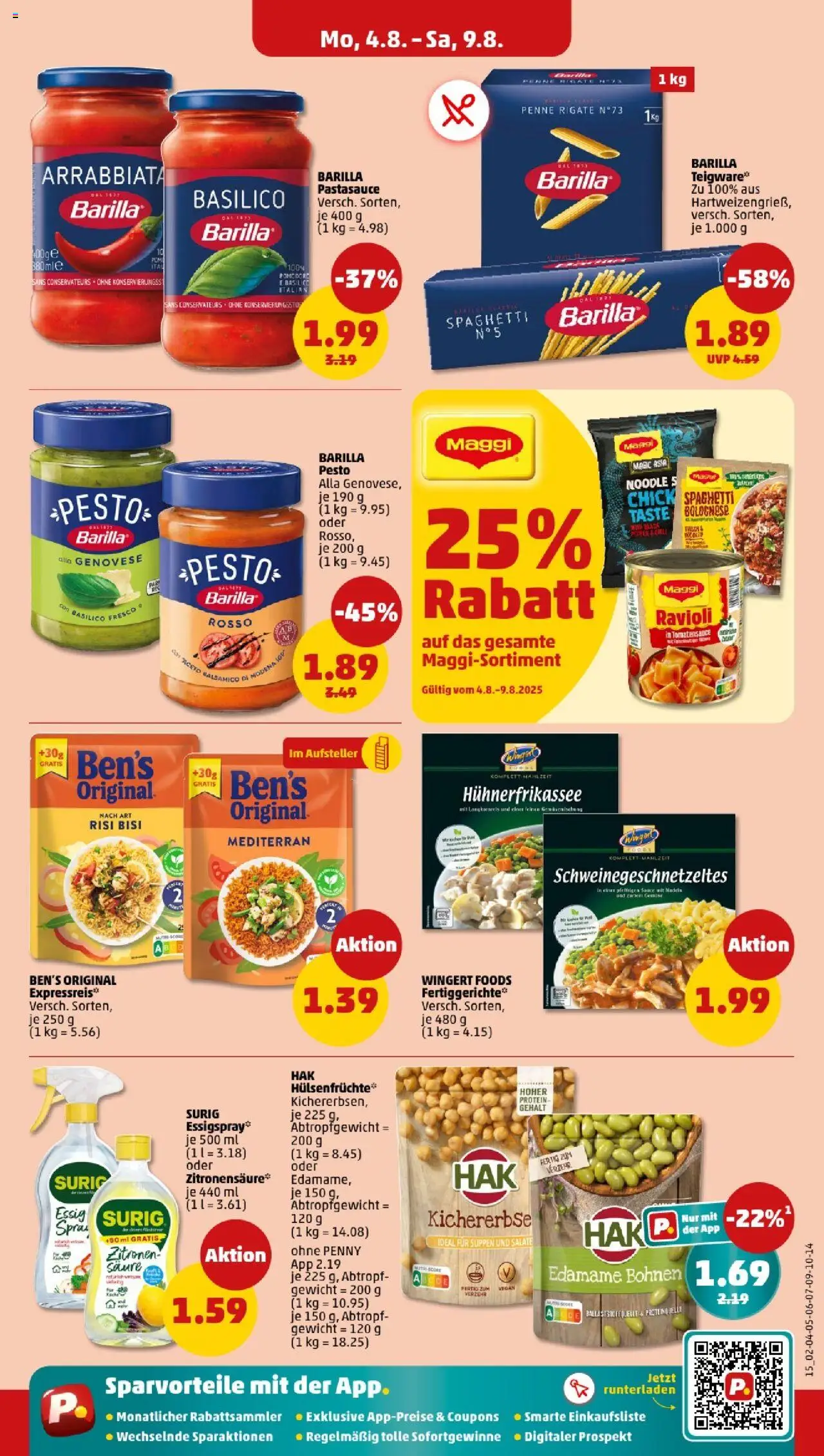 Penny - Bayern - gültig ab dem 04.08.2025 | Seite: 15 | Produkte: Gewicht, Maggi, Barilla, Barilla pesto