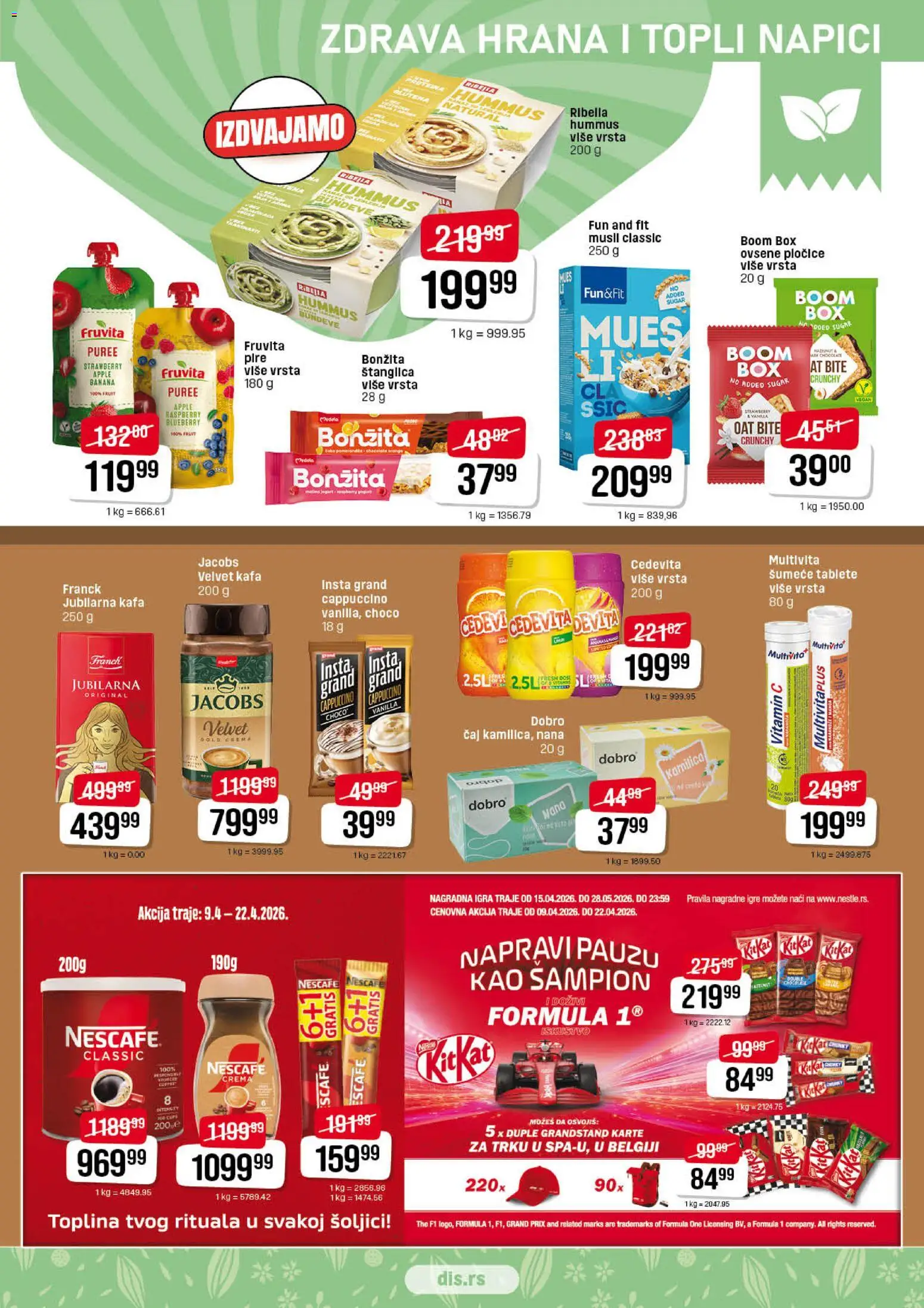 Super DIS katalog - važi od 09.04.2026 | Strana: 9 | Proizvode: Banana, Cedevita, Fruvita, Kafa