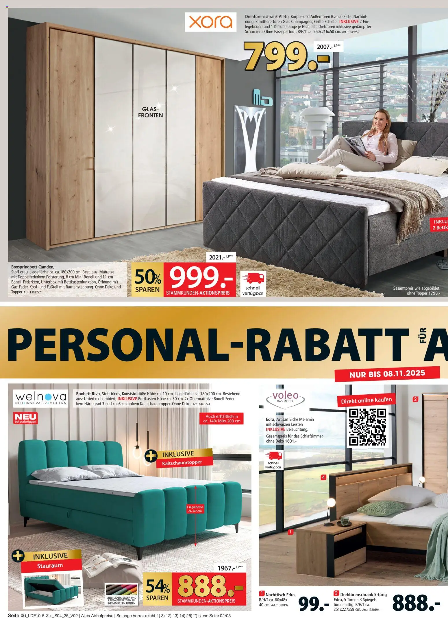 Zurbrüggen Personalrabatt für alle – gültig ab 03.11.2025 | Seite: 6 | Produkte: Matratze, Nachttisch, Drehtürenschrank, Spiegel