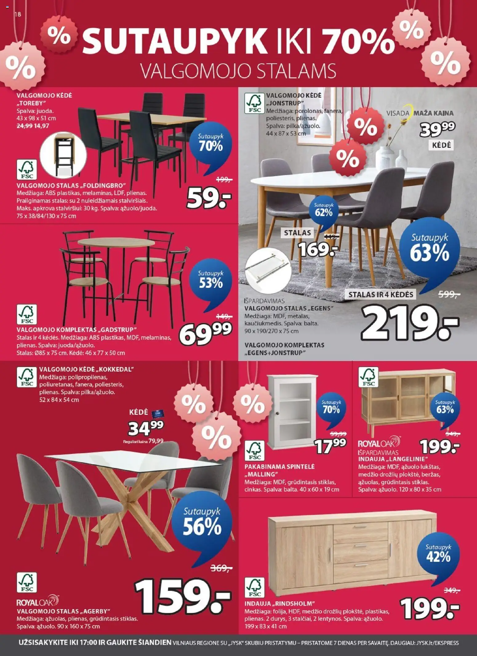 JYSK akcijos nuo 06.01.2026 | Puslapis: 18 | Prekių: Indauja, Stalas, Kėdė, Spintelė