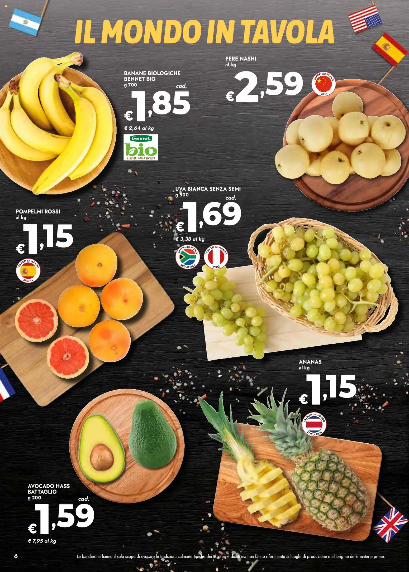 Volantino bennet del 05.03.2026 | Pagina: 6 | Prodotti: Banane, Avocado, Ananas, Uva