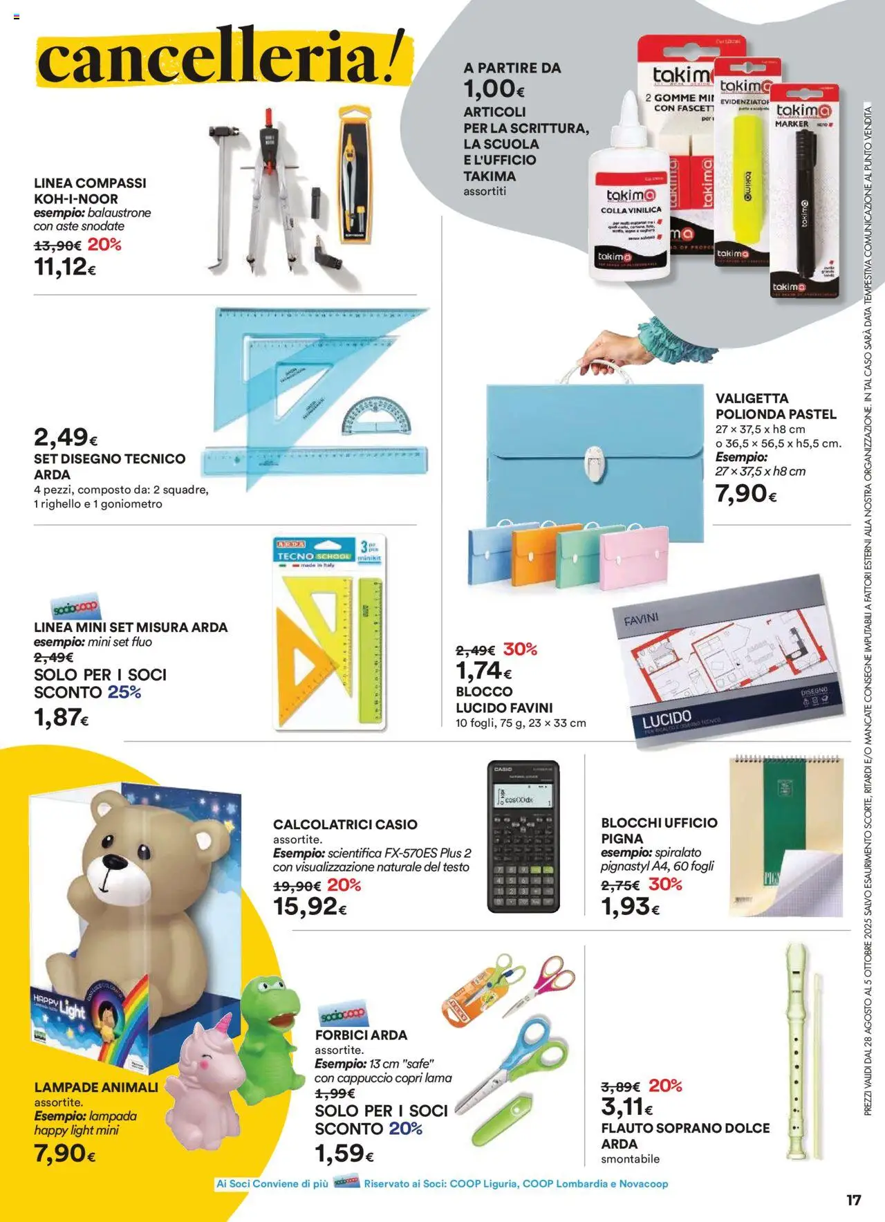 Volantino Ipercoop del 28.08.2025 | Pagina: 17 | Prodotti: Cappuccio, Colla, Valigetta, Lampada