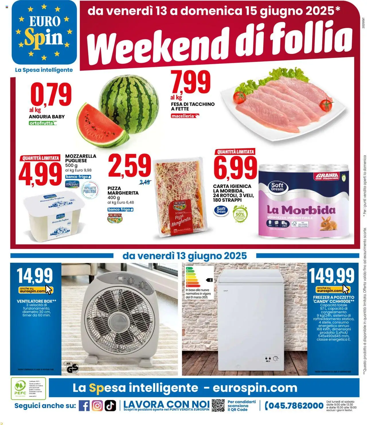 Volantino Eurospin del 05.06.2025 | Pagina: 20 | Prodotti: Mozzarella, Latte, Freezer, Fan