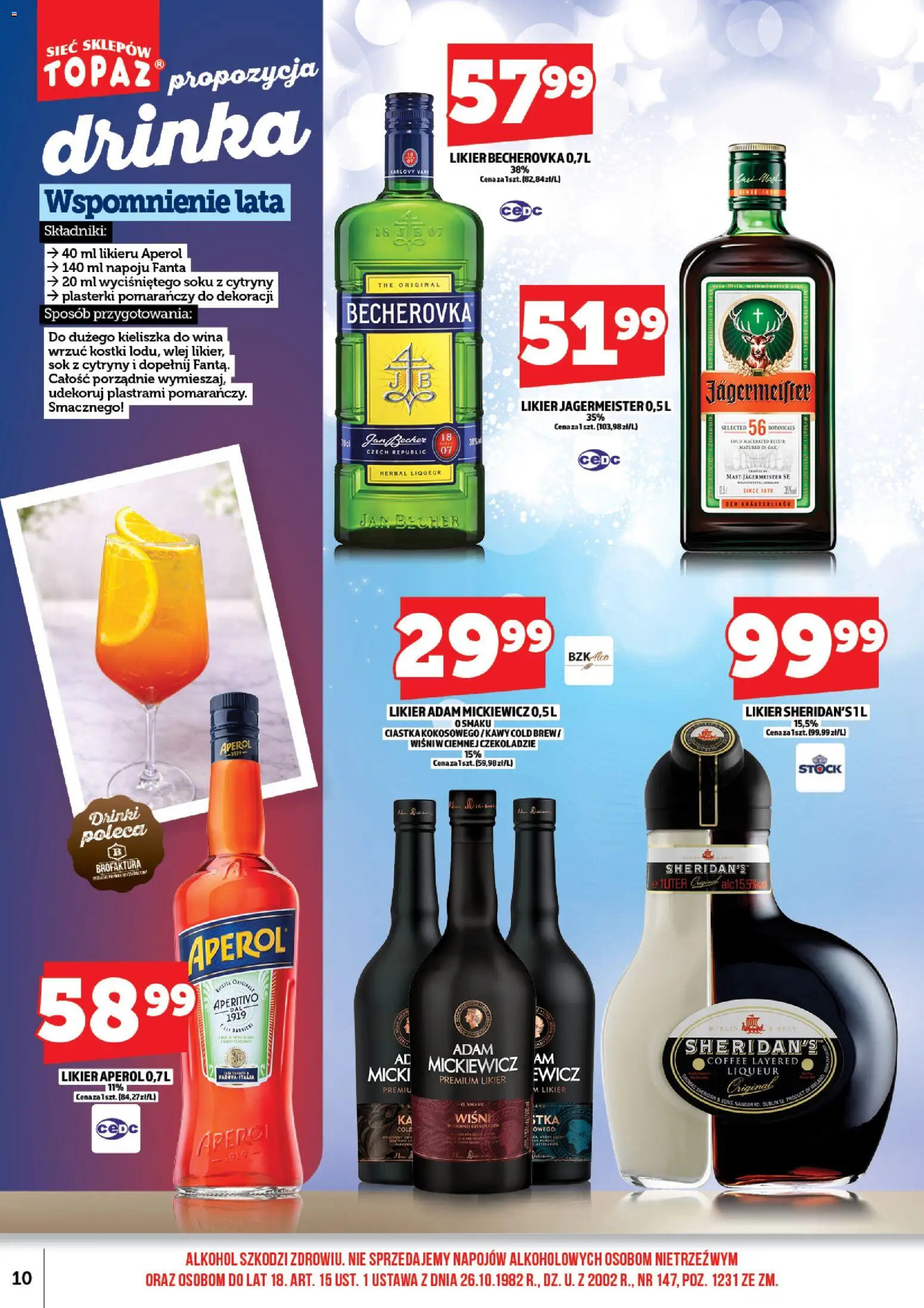 Topaz Gazetka alkoholowa od 01.03.2026 | Strona: 12 | Produkty: Likier Sheridan's, Cytryny, Jagermeister, Ciastka