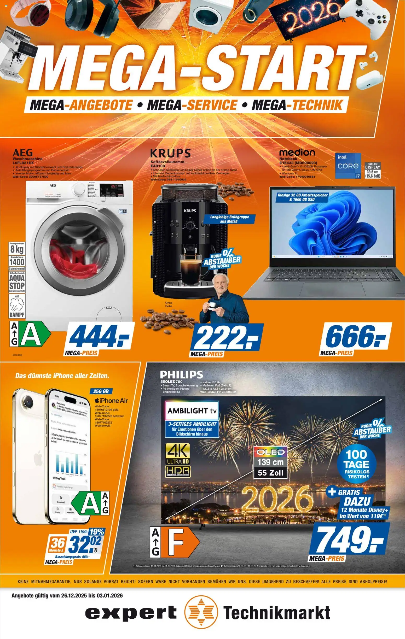 Expert Prospekt 	 – gültig ab 26.12.2025 | Seite: 1 | Produkte: Philips, Krups, Waschmaschine, Iphone