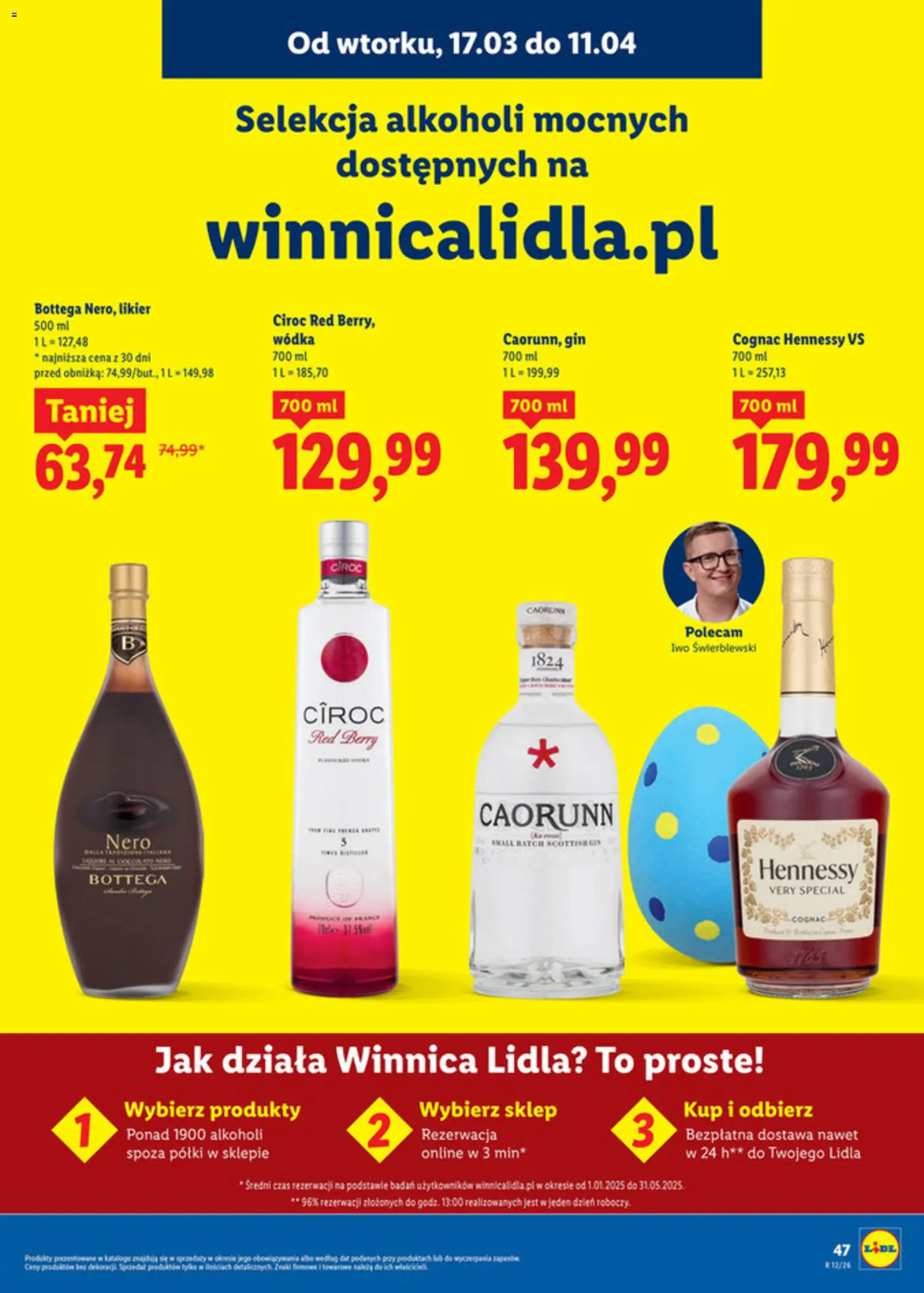 Lidl Katalog alkoholi mocnych i win od 17.03.2026 | Strona: 48 | Produkty: Hennessy, Vodka, Gin, Wódka