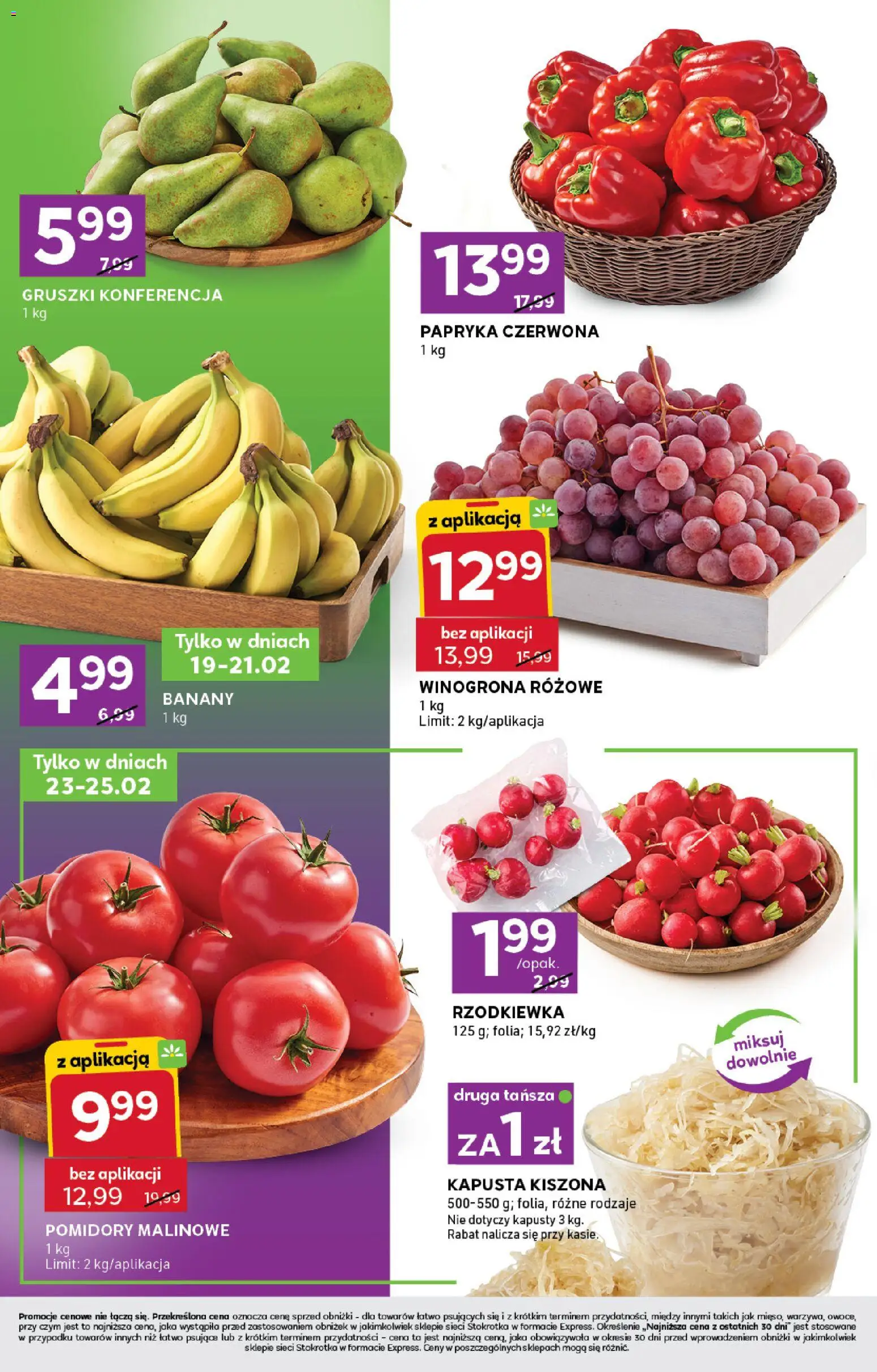 Stokrotka Gazetka - Express od 19.02.2026 | Strona: 2 | Produkty: Kapusta, Winogrona, Papryka, Banany