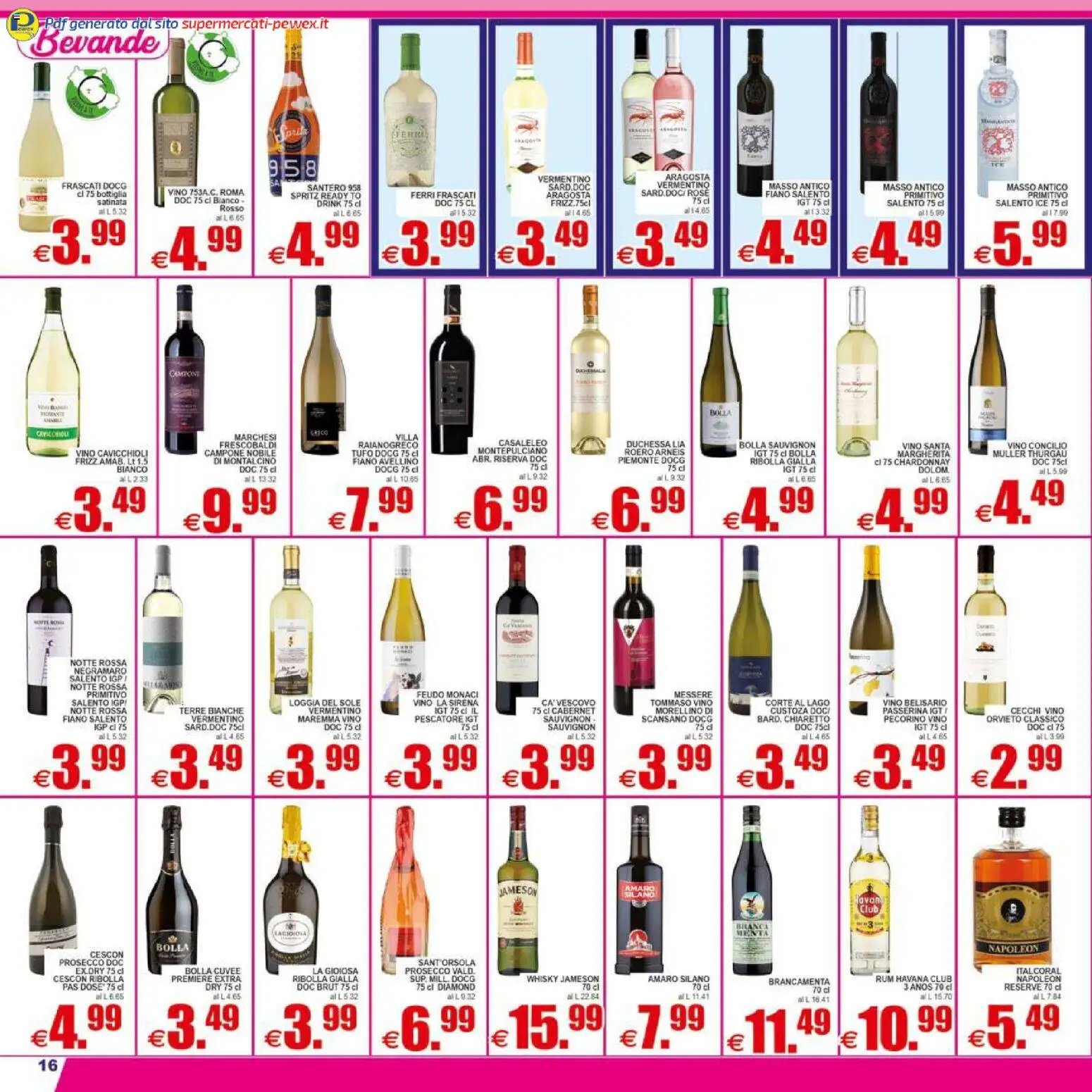 Volantino Pewex del 17.04.2026 | Pagina: 16 | Prodotti: Prosecco, Whisky, Vino, Rum