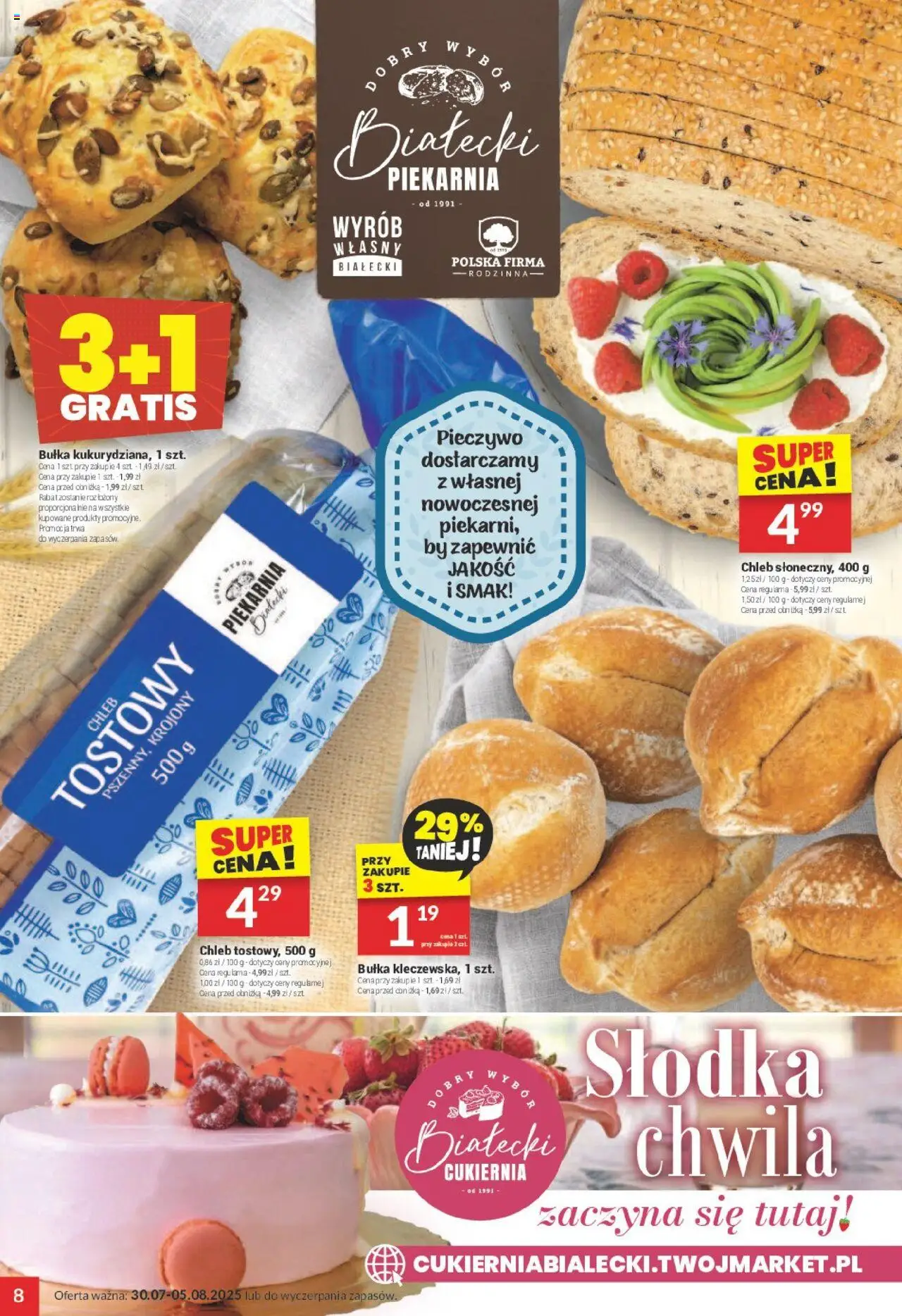 Twój Market Gazetka od 30.07.2025 | Strona: 8 | Produkty: Pieczywo, Piekarnia, Bułka, Chleb