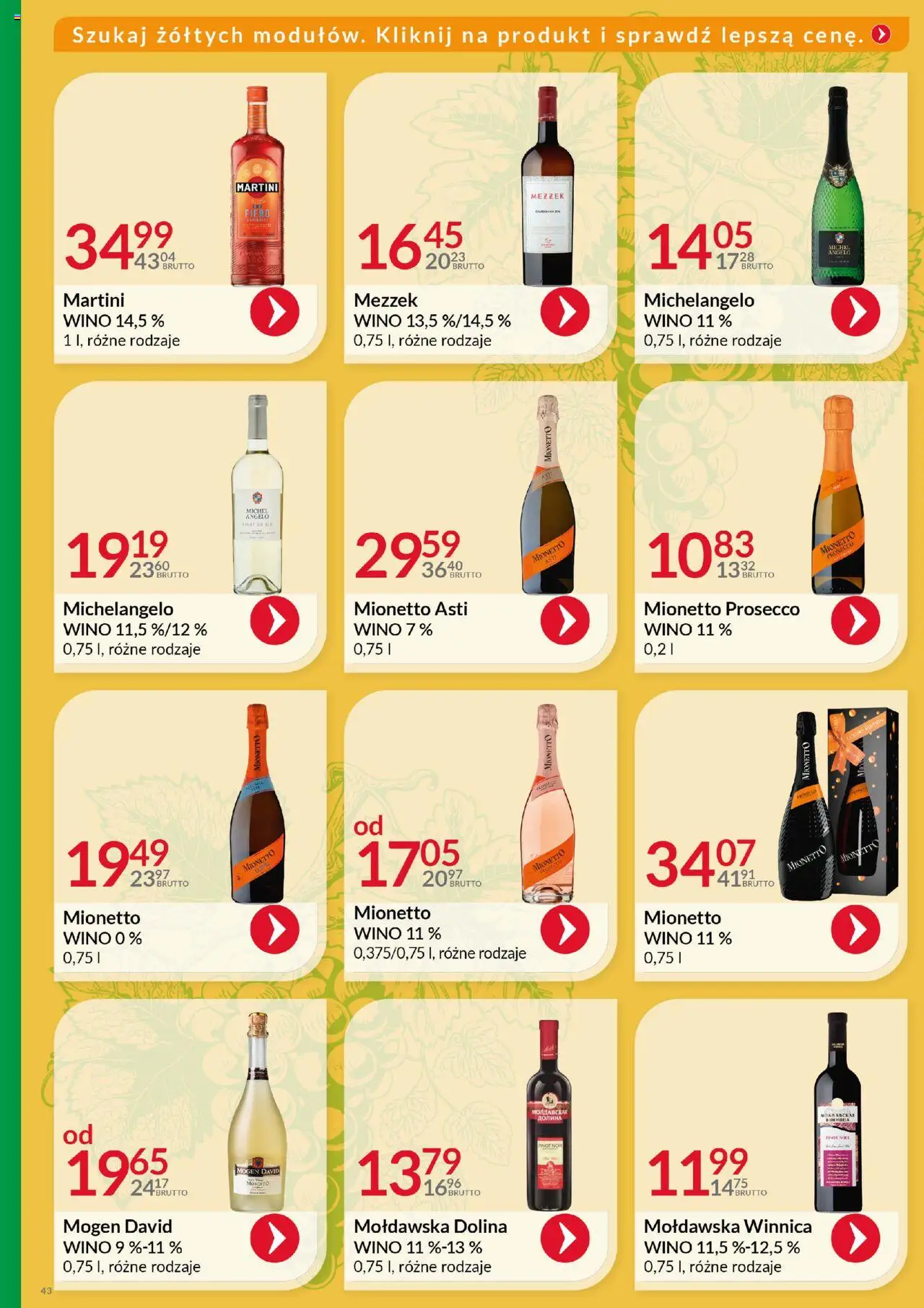 Eurocash Gazetka - Katalog Alkoholowy od 01.06.2025 | Strona: 43 | Produkty: Martini, Mionetto prosecco, Wino, Prosecco