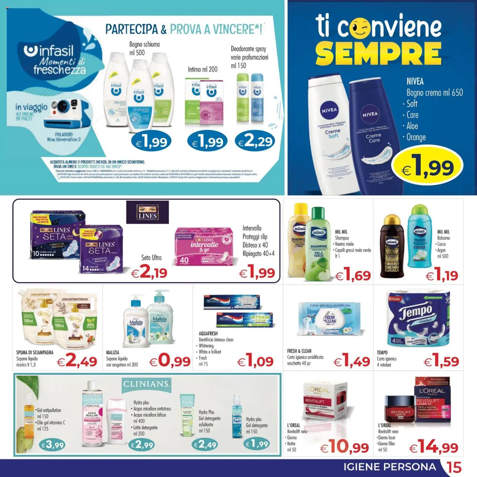 Volantino MerSi Supermercati del 22.04.2026 | Pagina: 15 | Prodotti: Balsamo, Carta igienica, Deodorante, Miele