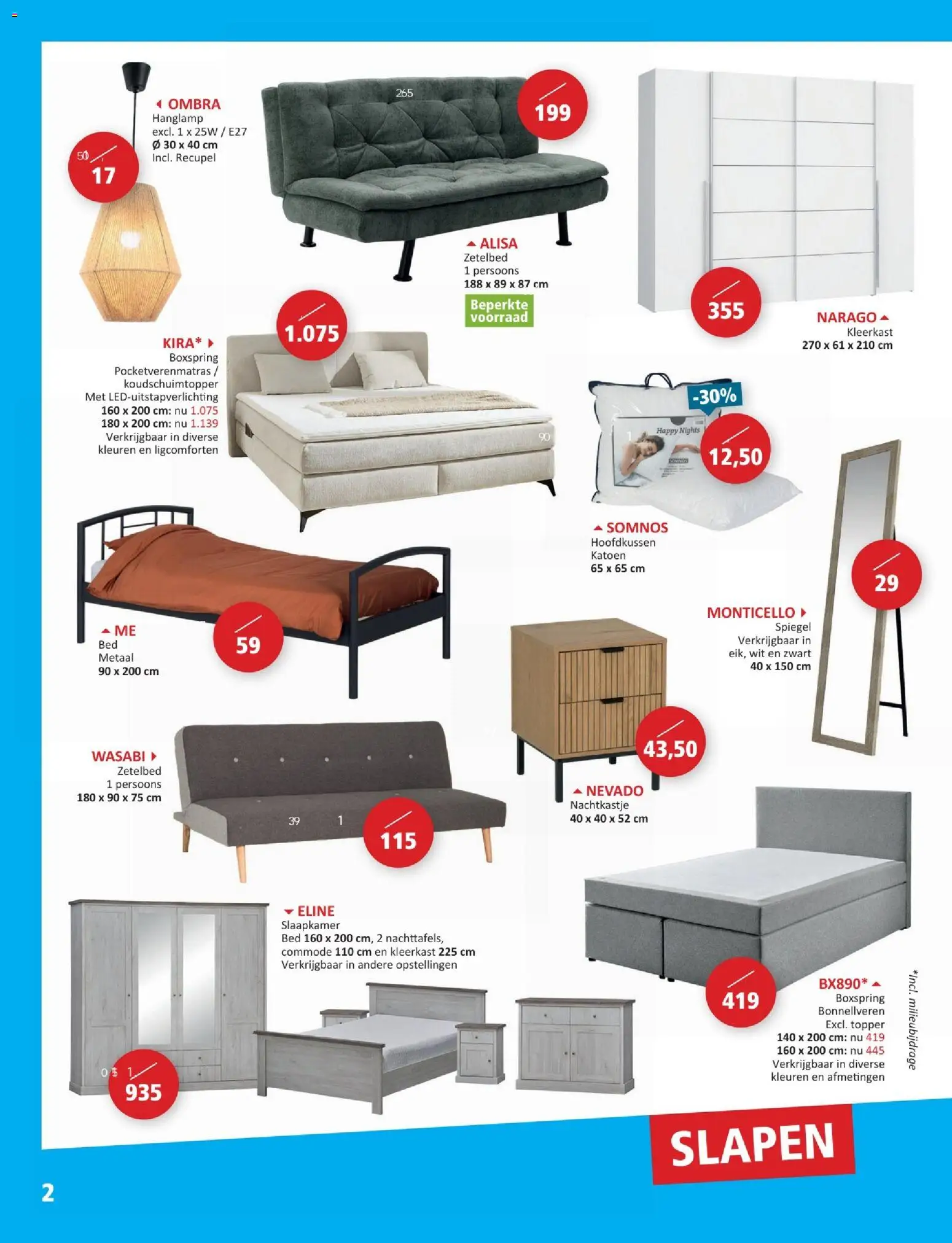 {H1} | Pagina: 2 | Producten: Bed, Nachtkastje, Spiegel