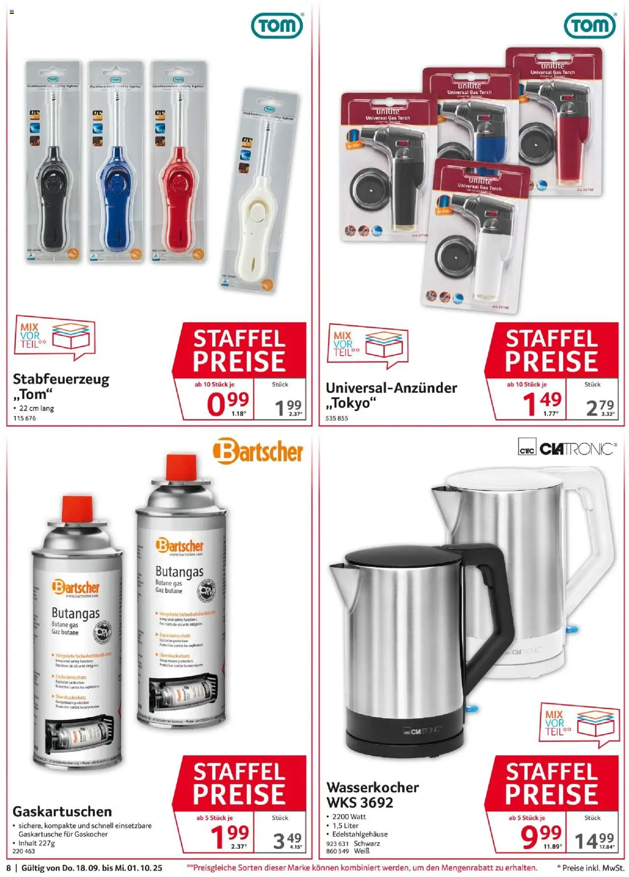 Selgros Staffelpreise – gültig ab 18.09.2025 | Seite: 8 | Produkte: Wasserkocher