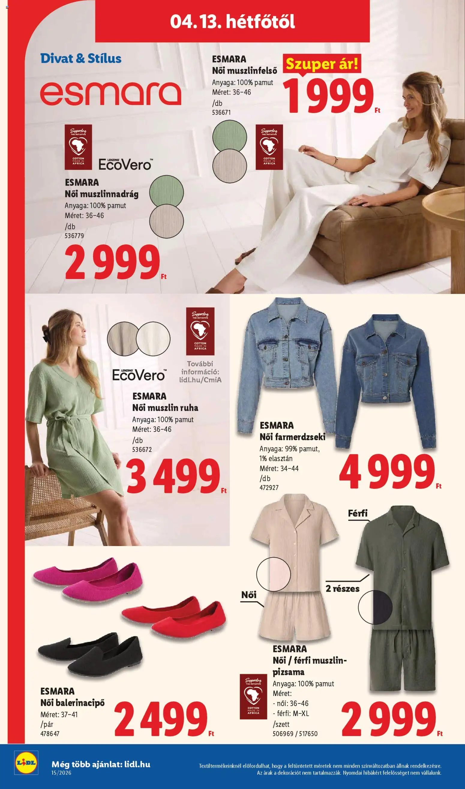 Lidl akciós ujság - amely érvényes a következő dátumtól: 09.04.2026 | Oldal: 50 | Termékek: Ruha, Pizsama