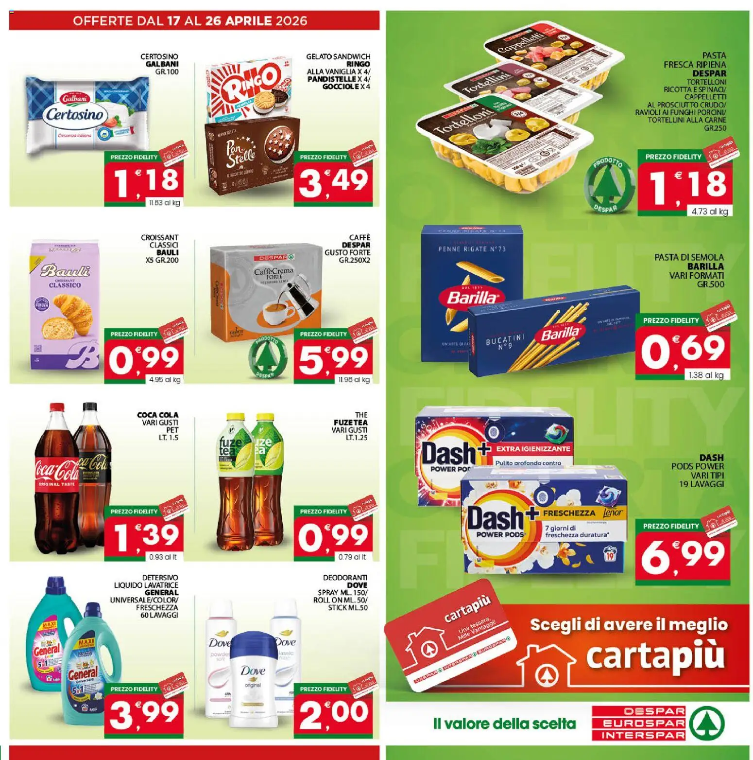 Volantino Despar del 17.04.2026 | Pagina: 19 | Prodotti: Gelato, Lavatrice, Ravioli, Croissant