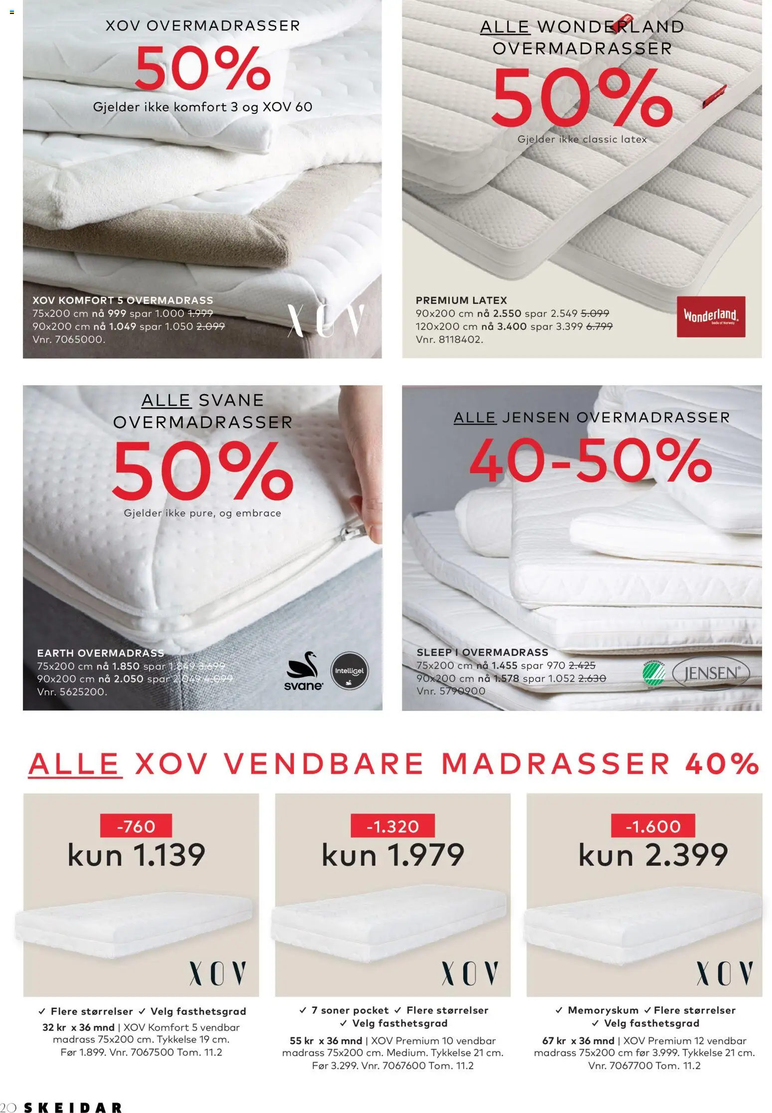 {H1} | Side: 20 | Produkter: Overmadrass, Madrass