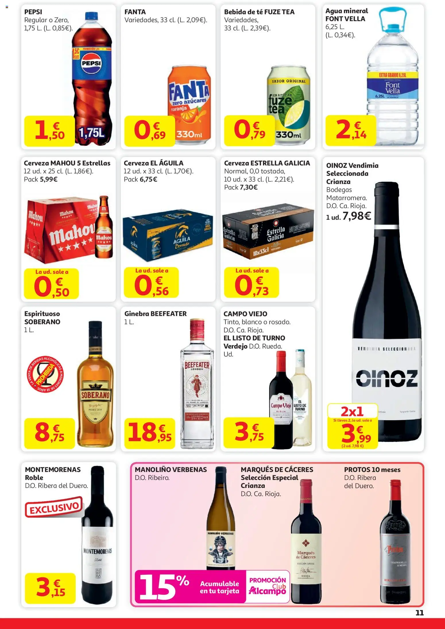 Alcampo - Trafico HP │ válido desde el 29.12.2025 | Página: 11 | Productos: Cerveza, Ginebra, Té, Agua mineral