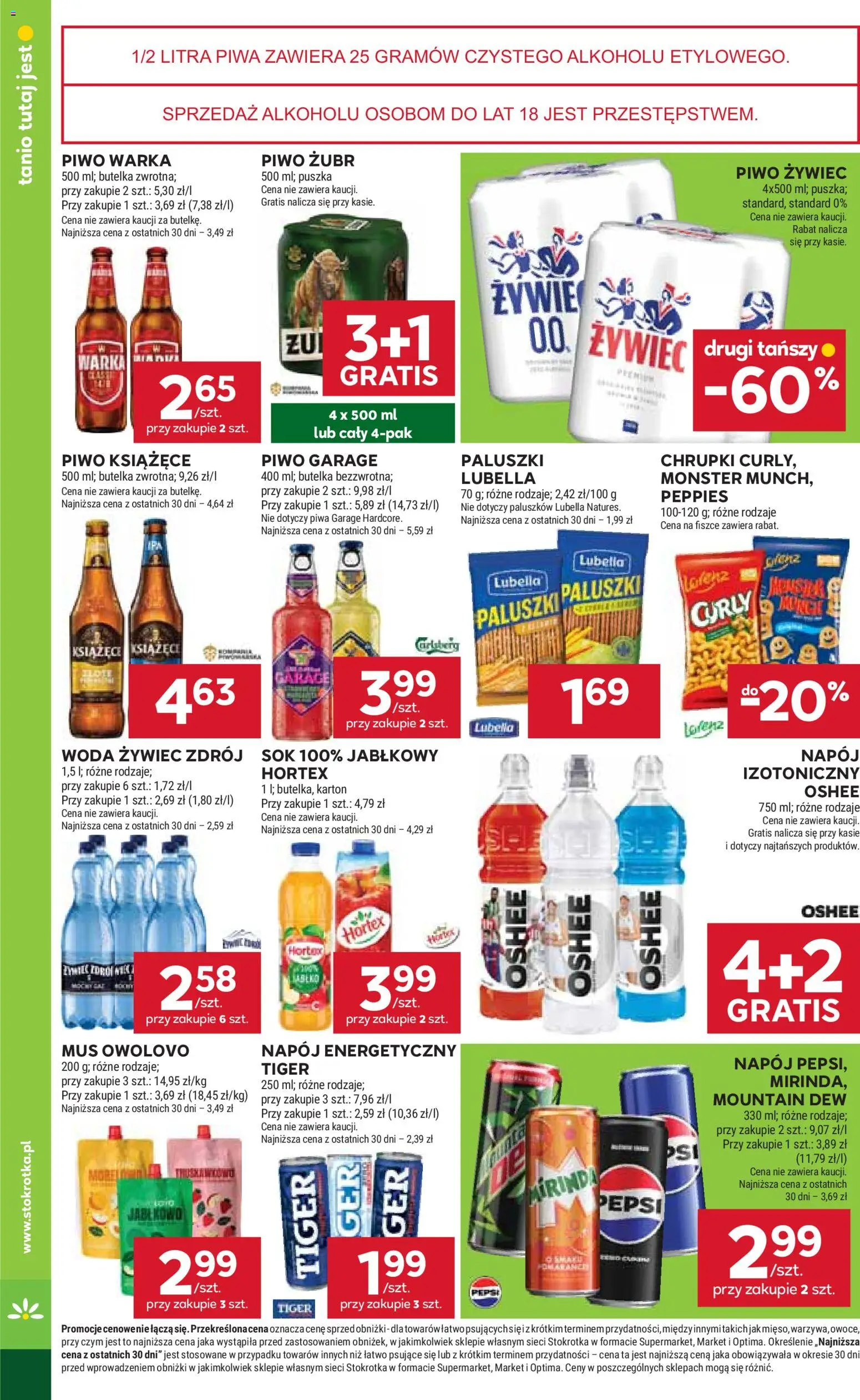 Stokrotka Gazetka od 08.01.2026 | Strona: 24 | Produkty: Piwo żubr, Woda żywiec, Pepsi, Owoce