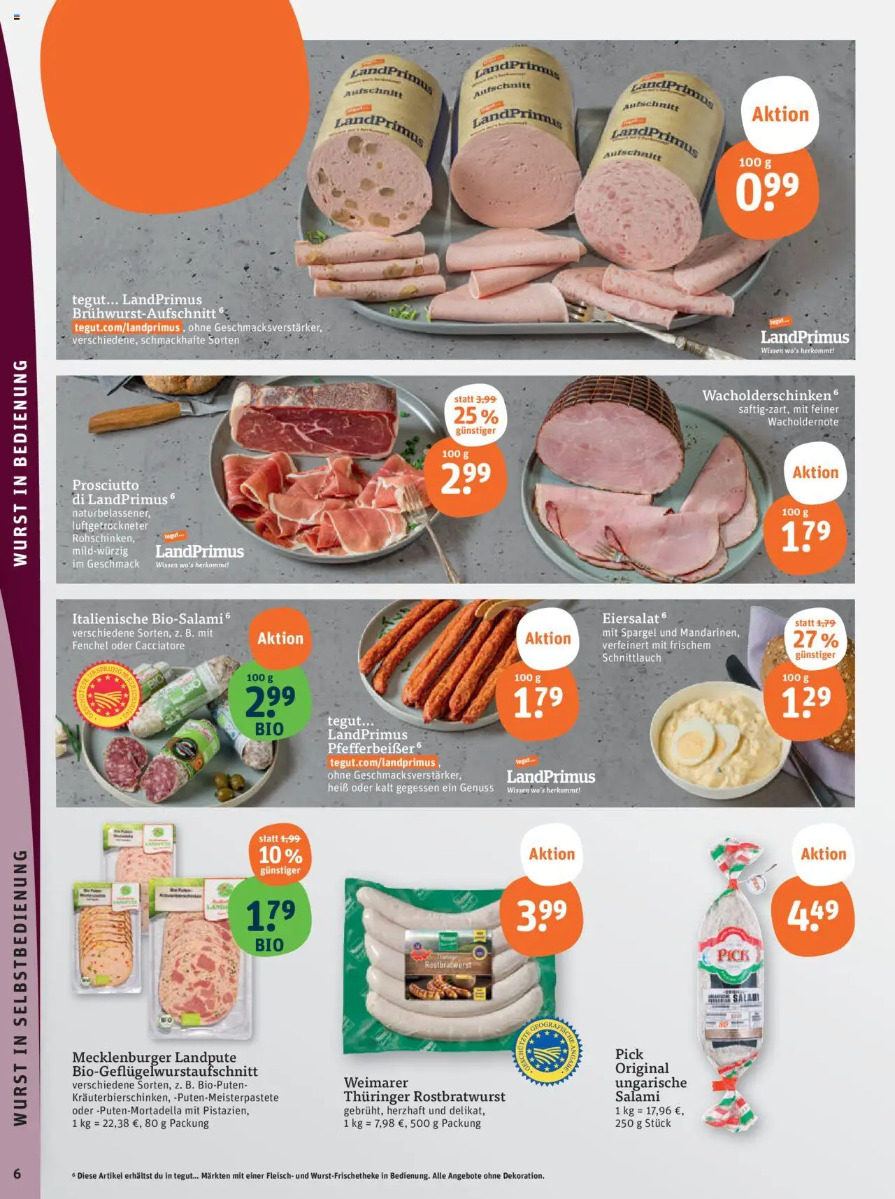 Tegut Prospekt - gültig ab dem 25.08.2025 | Seite: 8 | Produkte: Spargel, Wurst, Salami, Fleisch