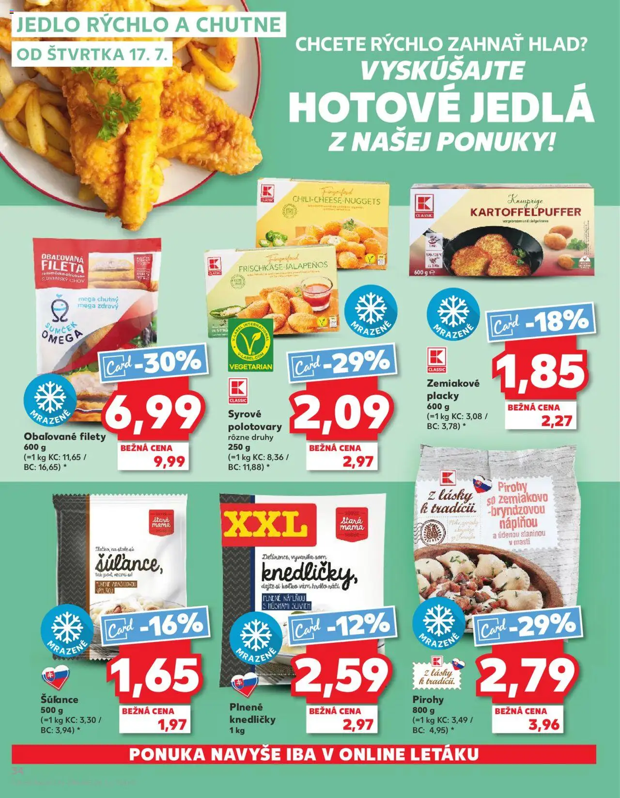 Nové Kaufland akcie – leták je platný od 17.07.2025 | Strana: 34 | Produkty: Pirohy