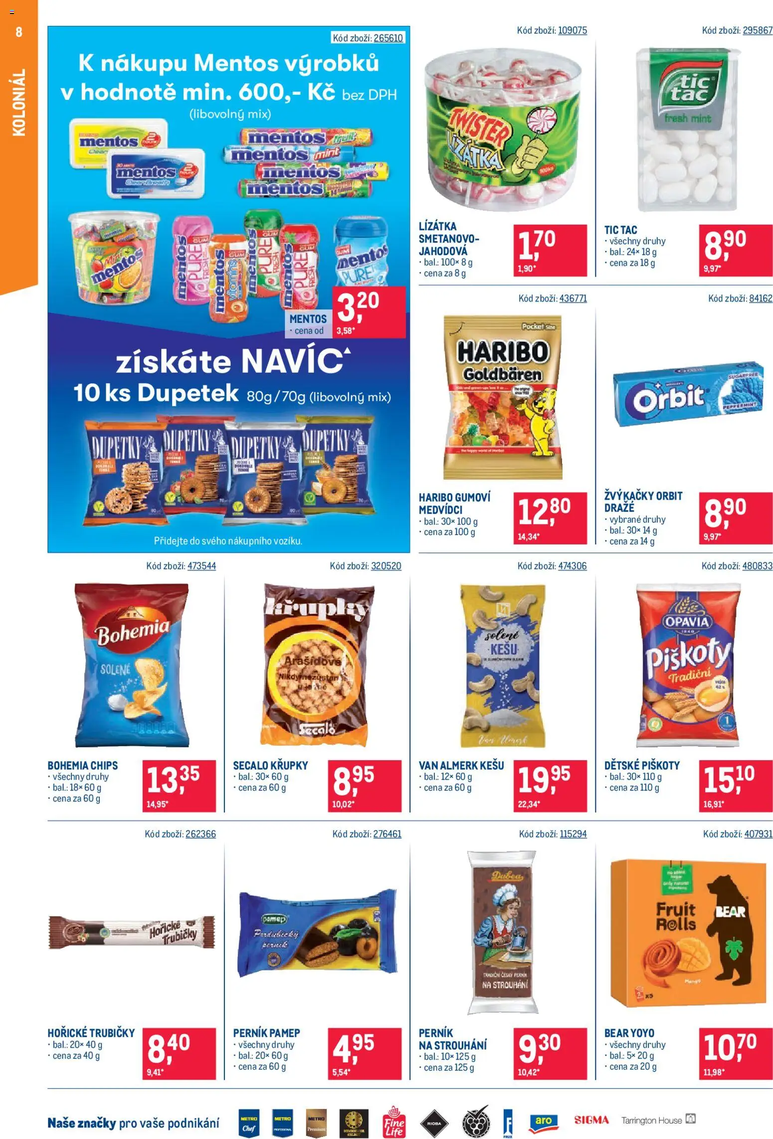 Makro leták - Maloobchod od 19.11.2025 | Strana: 8 | Produkty: Haribo, Piškoty, Perník, Bohemia chips