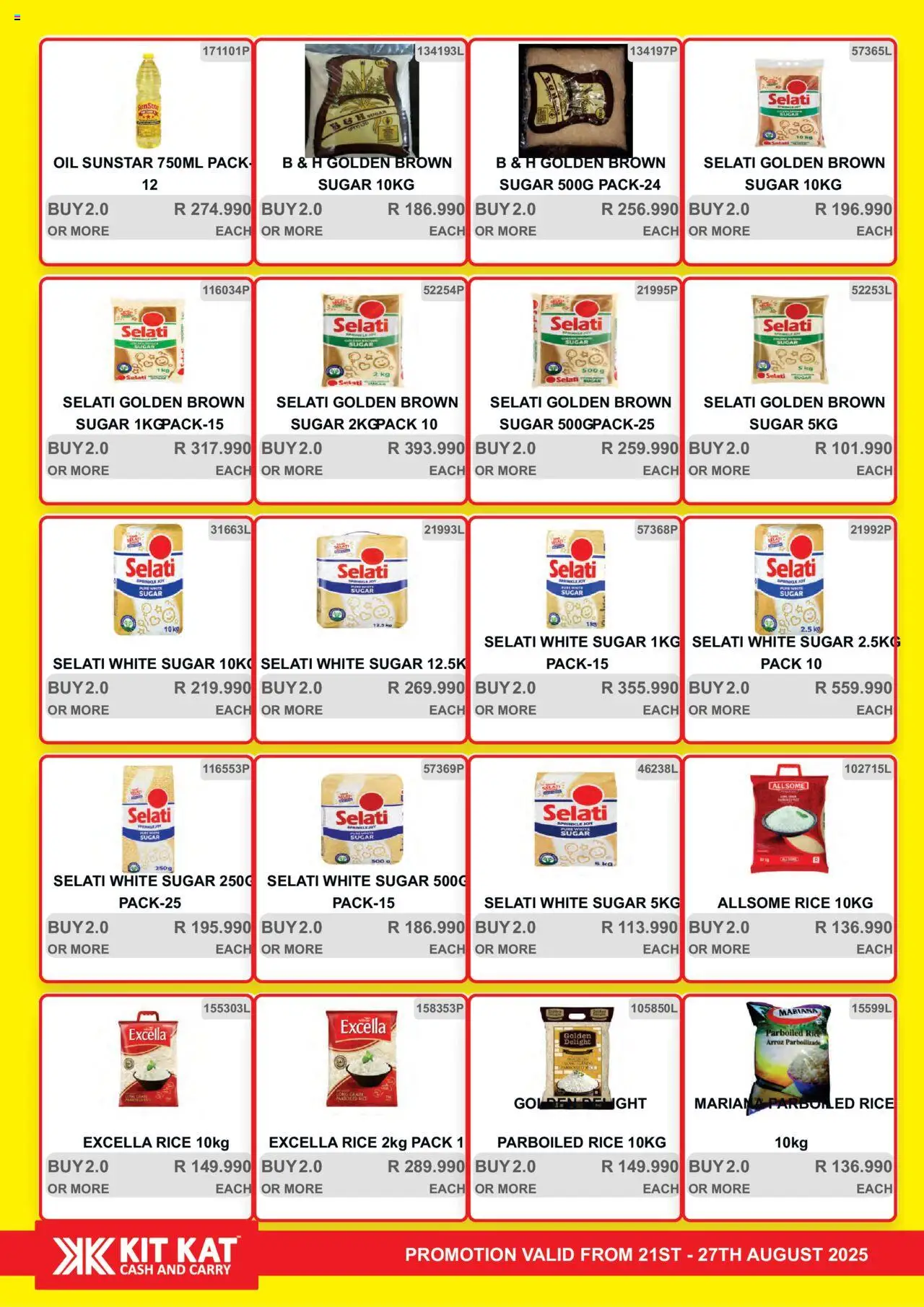 KIT KAT Cash & Carry Weekly Traders Special │ valid from 21.08.2025 | Page: 9 | Products: Oil, Rice, Sugar
