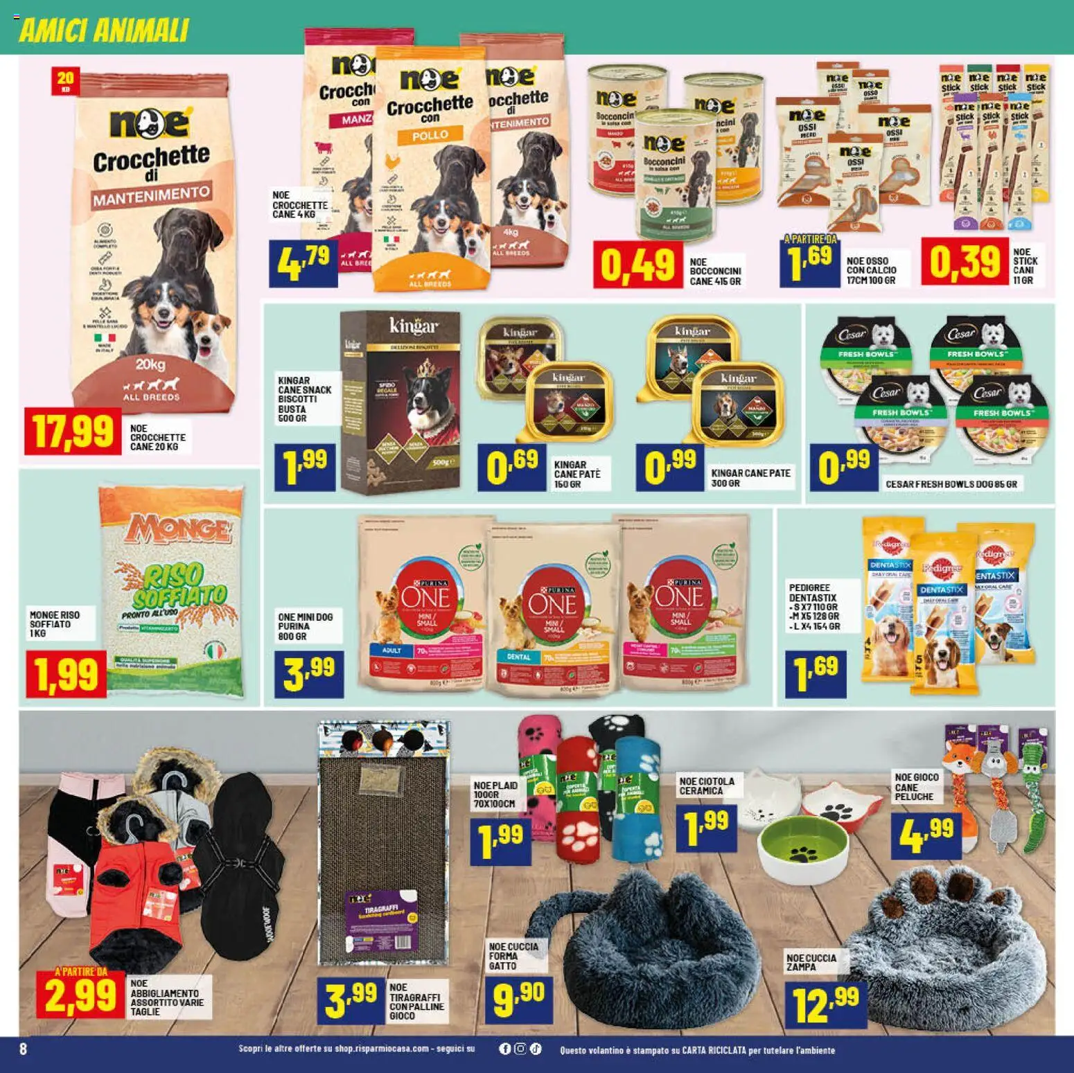 Volantino RisparmioCasa del 24.01.2026 | Pagina: 8 | Prodotti: Plaid, Biscotti, Gioco, Ciotola