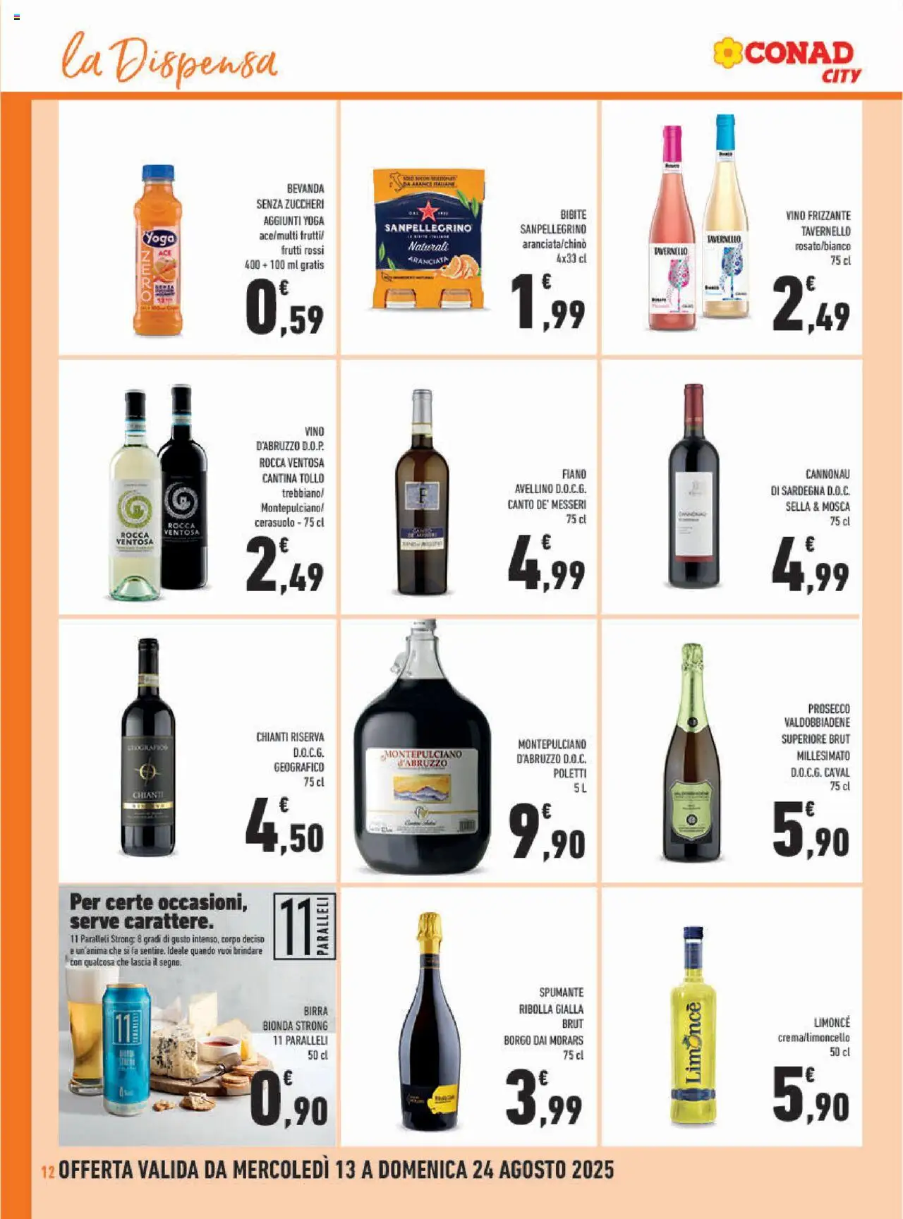 Volantino Conad del 13.08.2025 | Pagina: 12 | Prodotti: Birra, Prosecco, Vino, Spumante