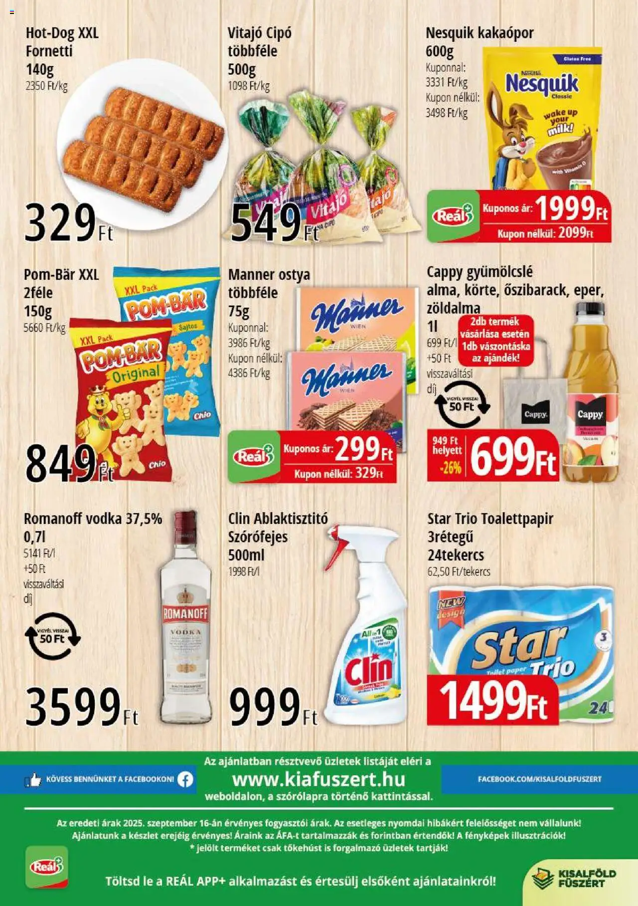 Reál akciós ujság - amely érvényes a következő dátumtól: 25.09.2025 | Oldal: 2 | Termékek: Gyümölcslé, Nesquik, Vodka, Kakaópor