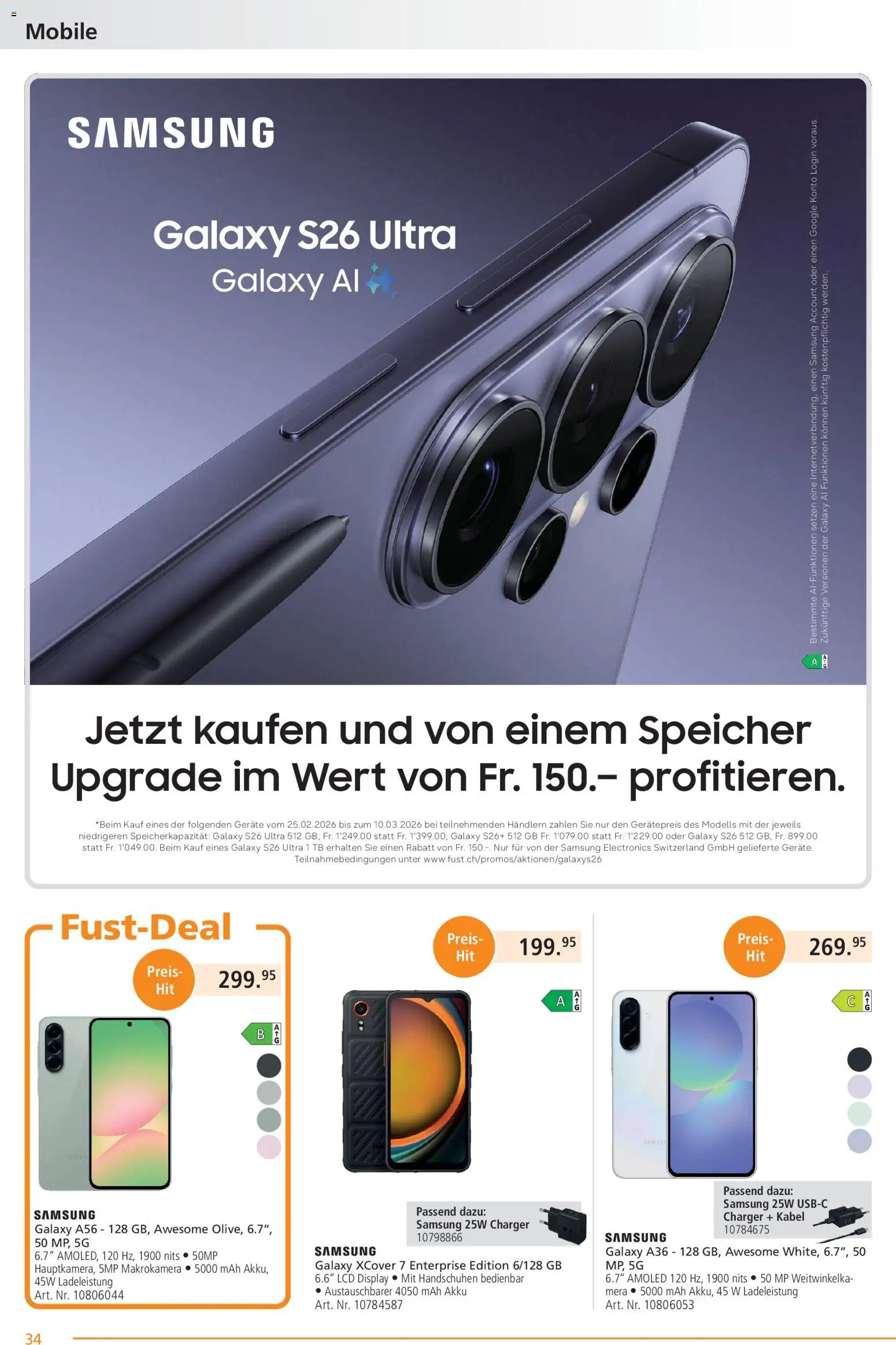 Fust aktionen – gültig ab 23.03.2026 | Seite: 34 | Produkte: Kabel, Samsung