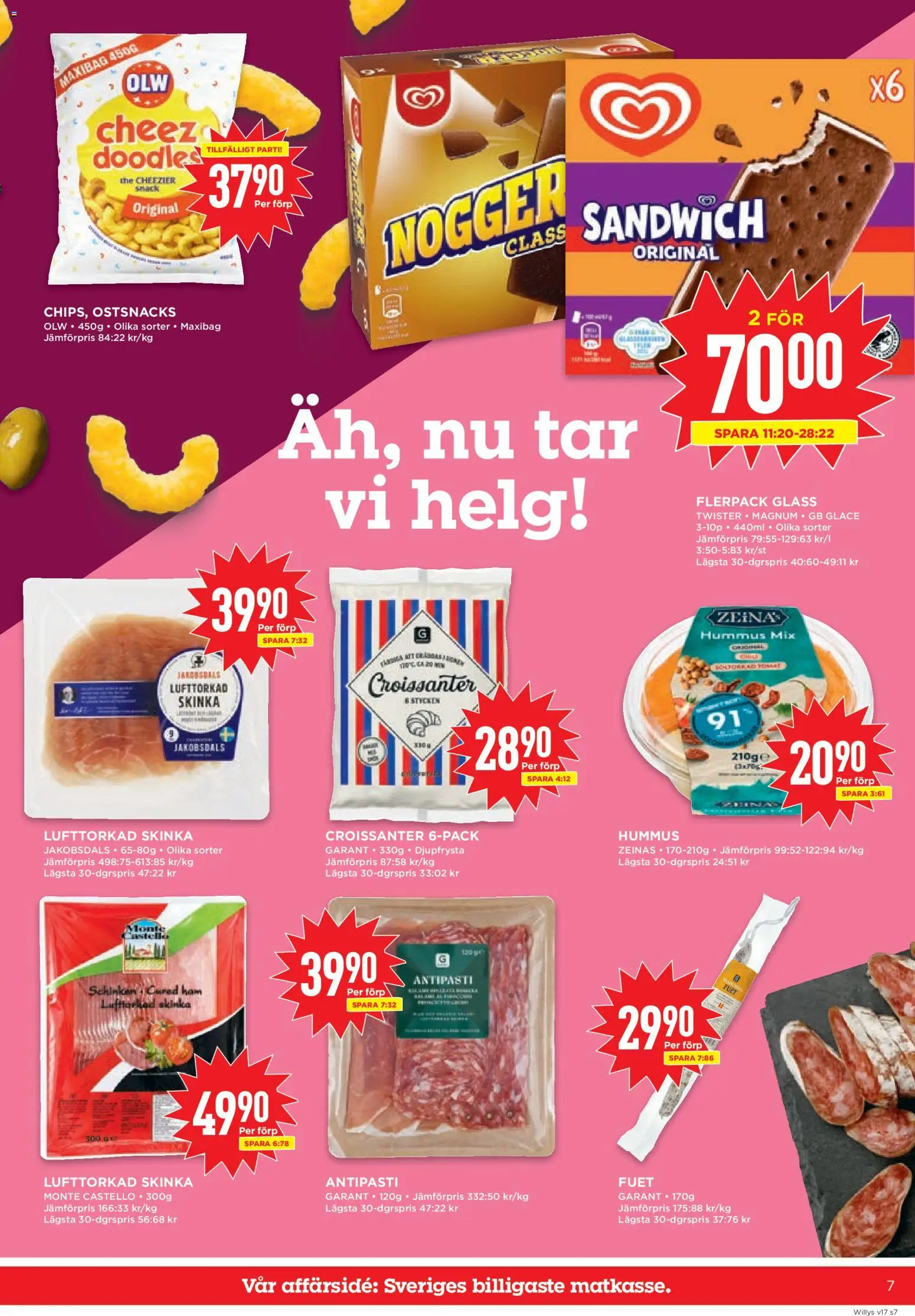 Willys reklamblad aktuell från 20.04.2026 | Sida: 7 | Produkter: Sandwich, Skinka, Glass