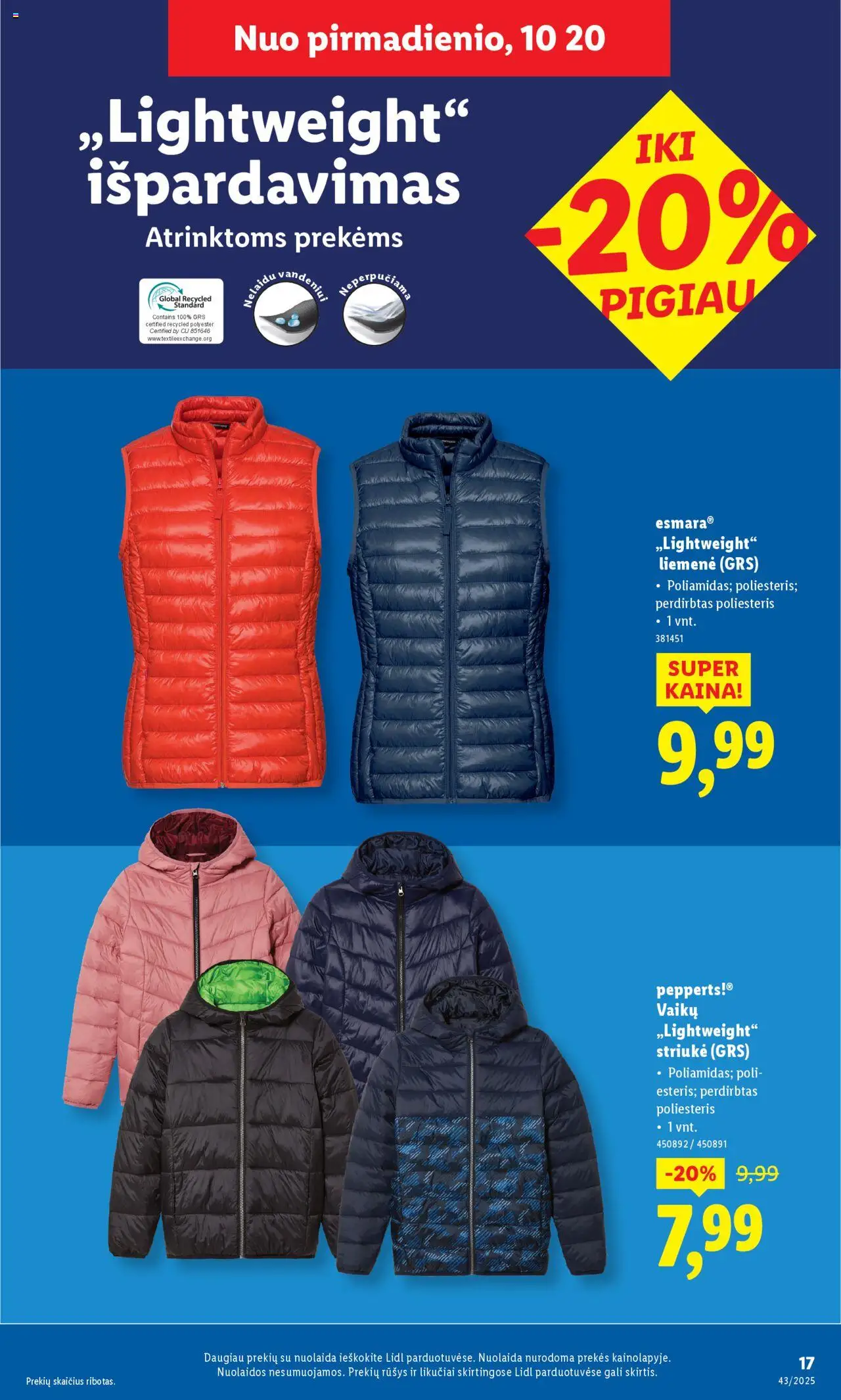 LIDL akcijos nuo 20.10.2025 | Puslapis: 17 | Prekių: Liemenė