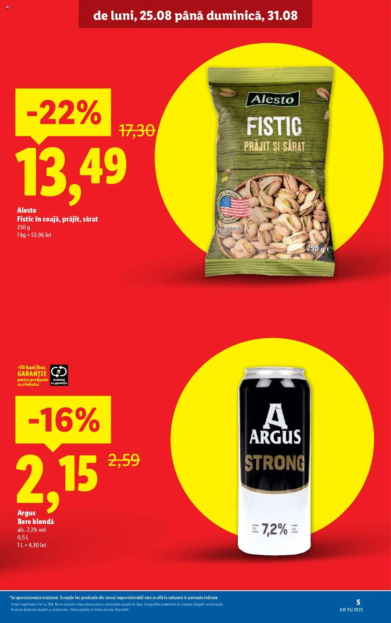 Catalog Lidl – valabil de la 25.08.2025 | Pagină: 5 | Produse: Bere, Fistic