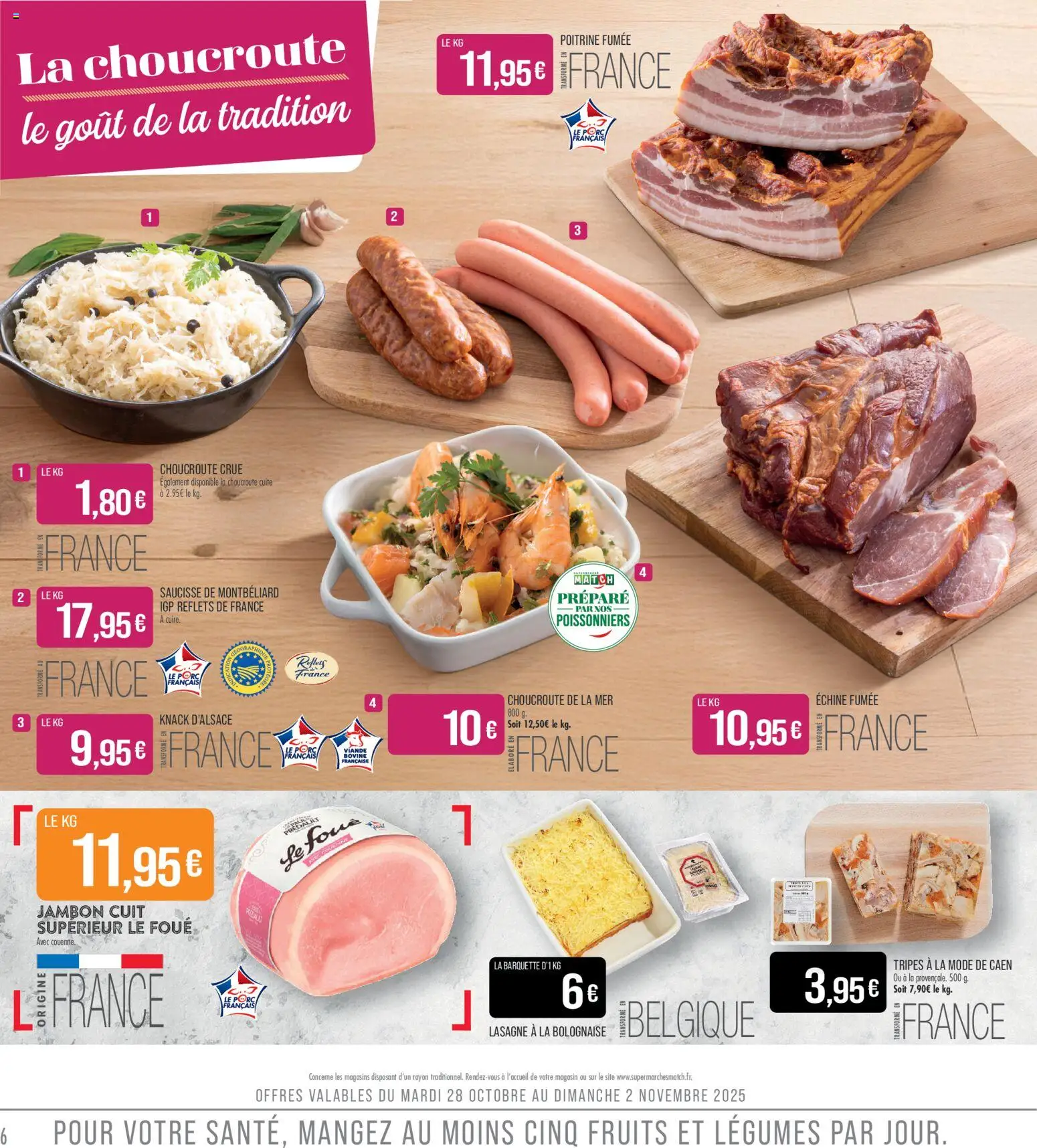 {H1} | Page: 6 | Produits: Choucroute crue, Saucisse, Viande, Viande bovine