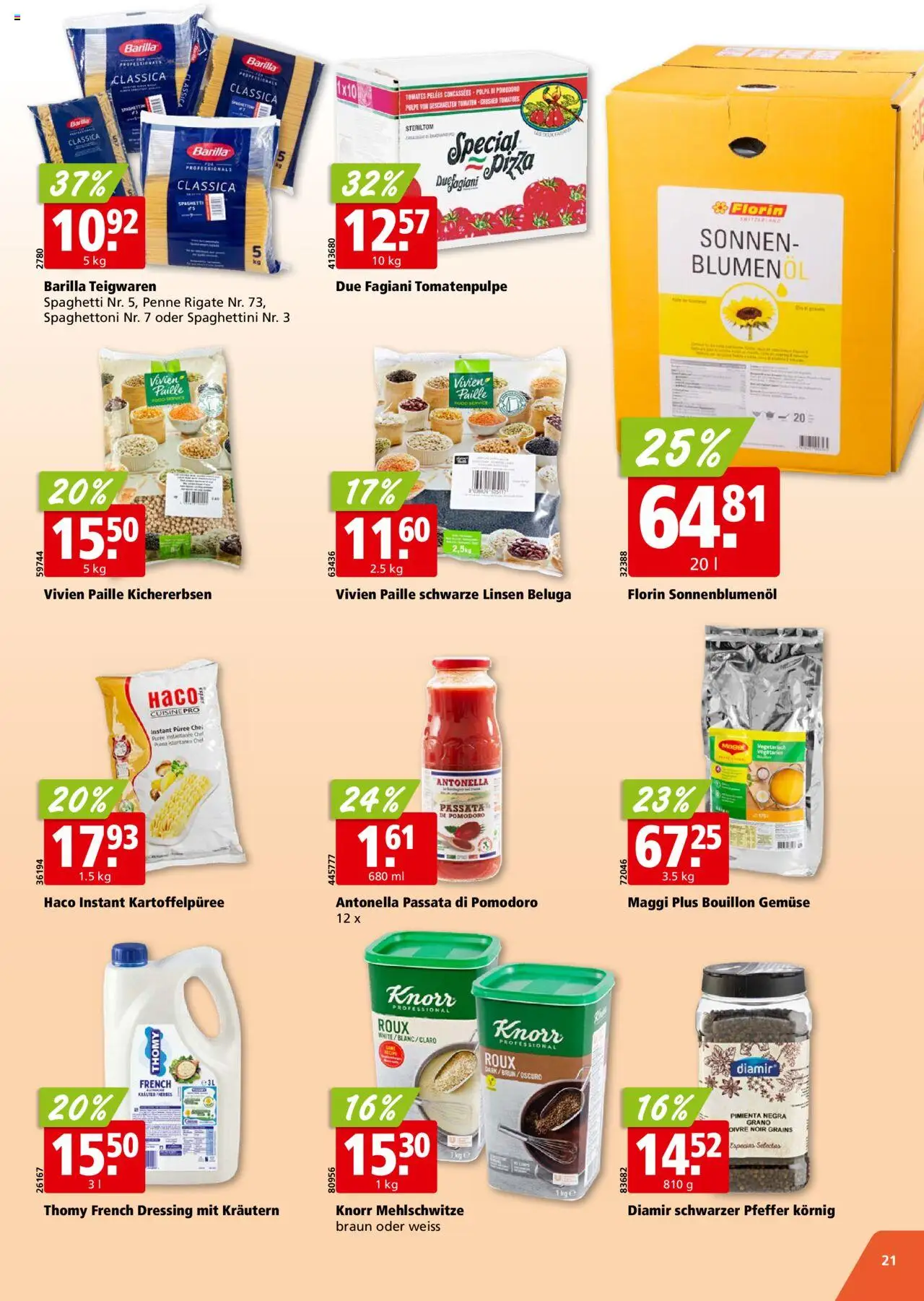 Aligro Aktionen ab 11.08.2025 | Seite: 21 | Produkte: Dressing, Teigwaren, Gemüse, Pfeffer
