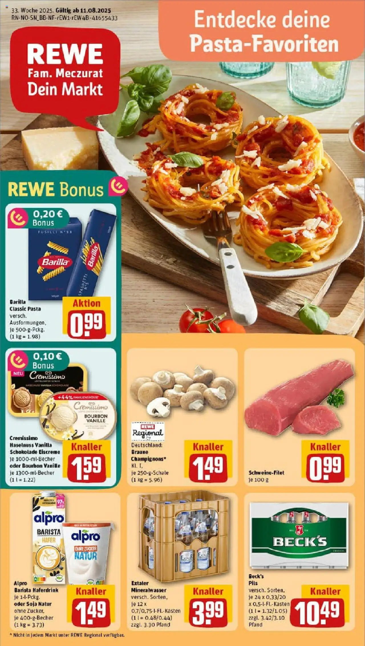 Rewe prospekt Langenhagen / Kaltenweide	 - gültig ab dem 11.08.2025 | Seite: 1 | Produkte: Pils, Eiscreme, Mineralwasser, Haferdrink