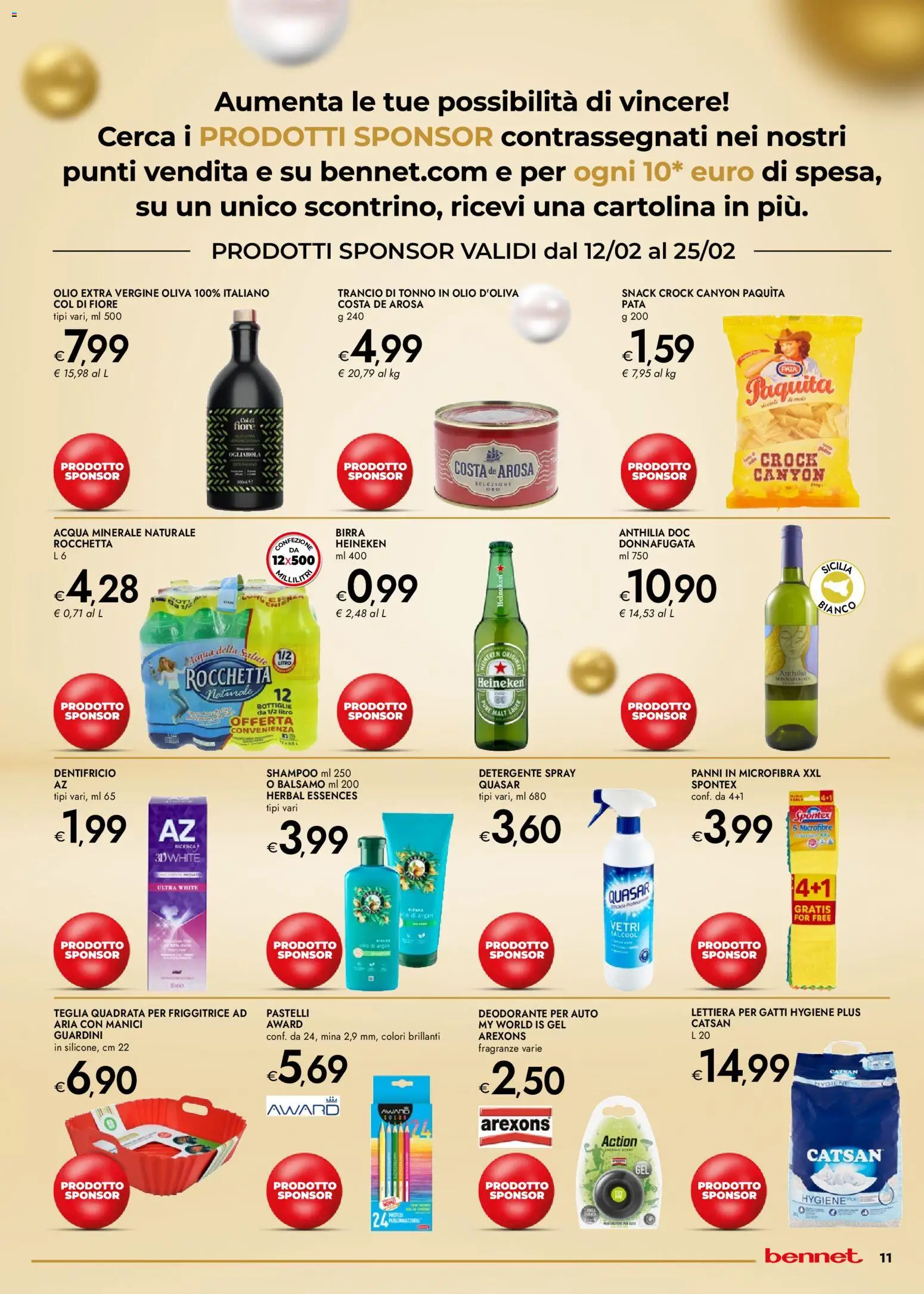 Volantino bennet del 12.02.2026 | Pagina: 11 | Prodotti: Shampoo, Tonno, Heineken, Pastelli