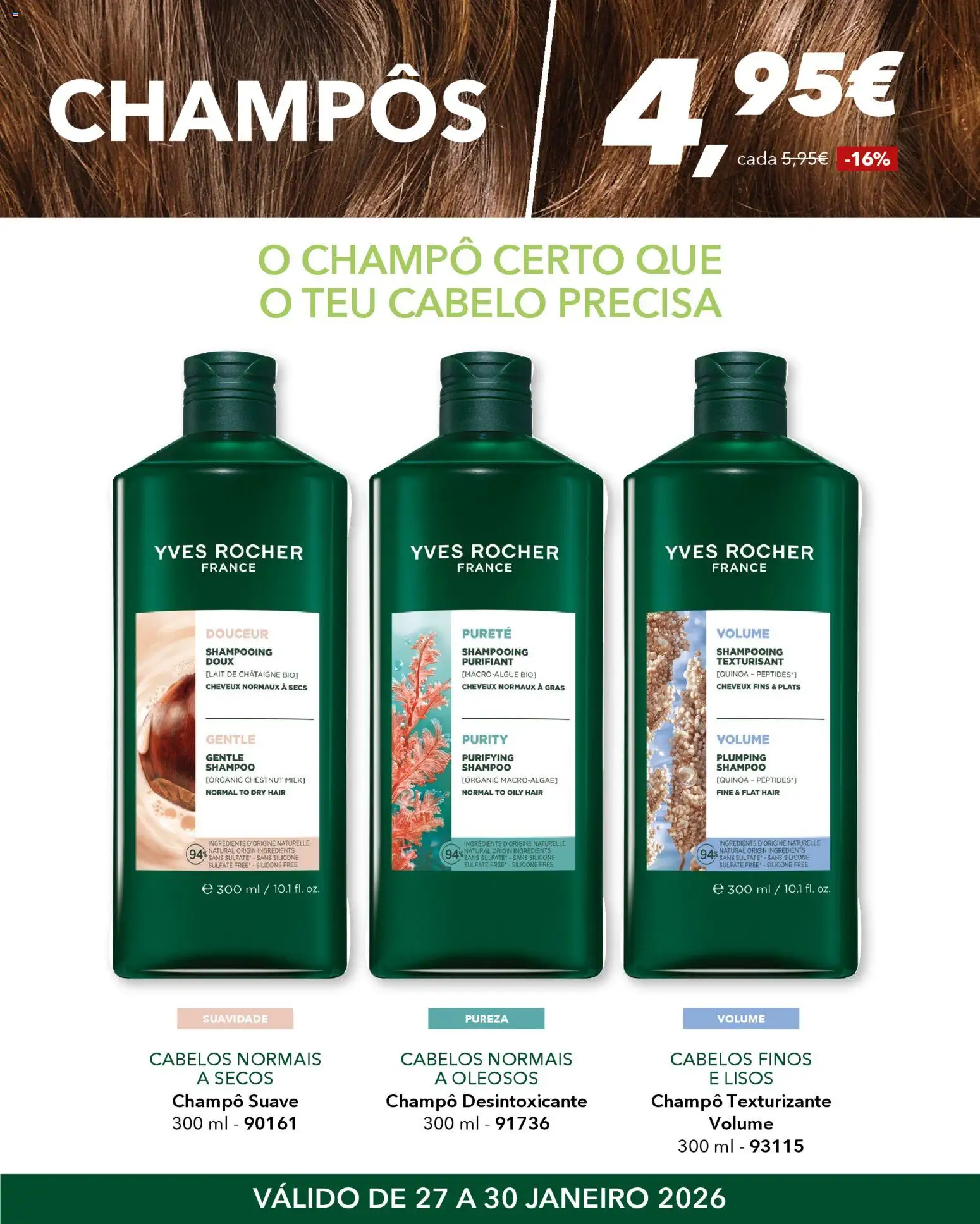 Yves Rocher - Cabelos felizes │ válido de 27.01.2026 | Página: 6 | Produtos: Shampoo, Quinoa