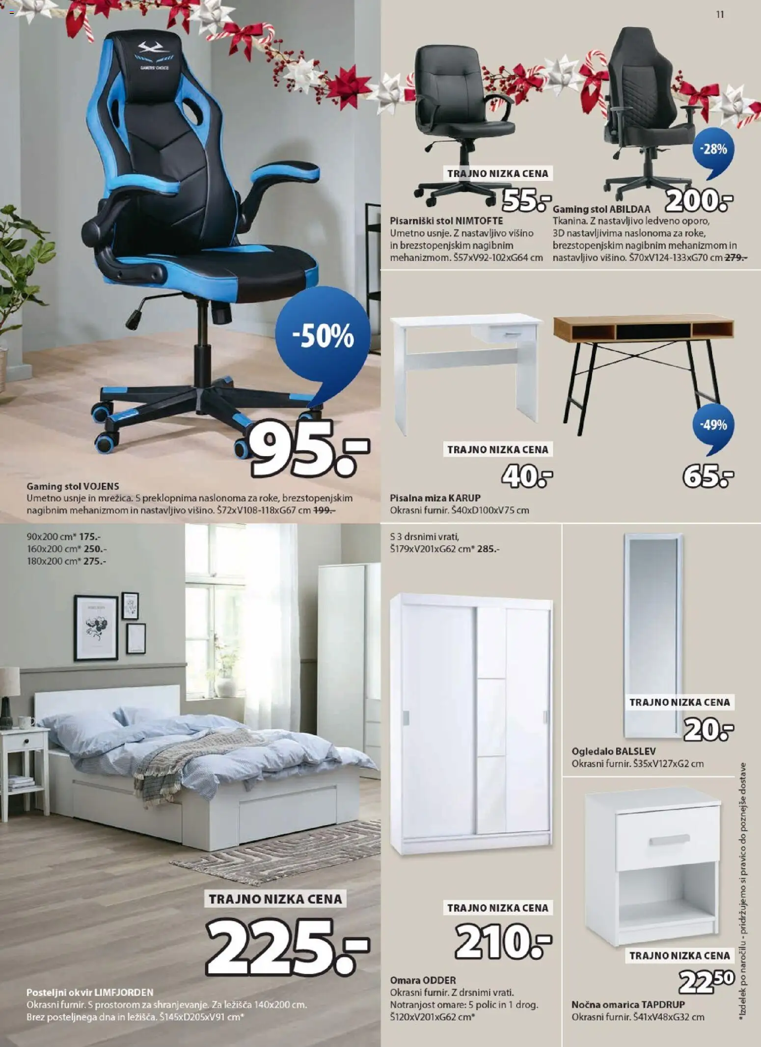 Novi JYSK katalog ponudbe – veljaven od 17.12.2025 | Stran: 11 | Izdelki: Omara, Nocna omarica, Stol, Ogledalo