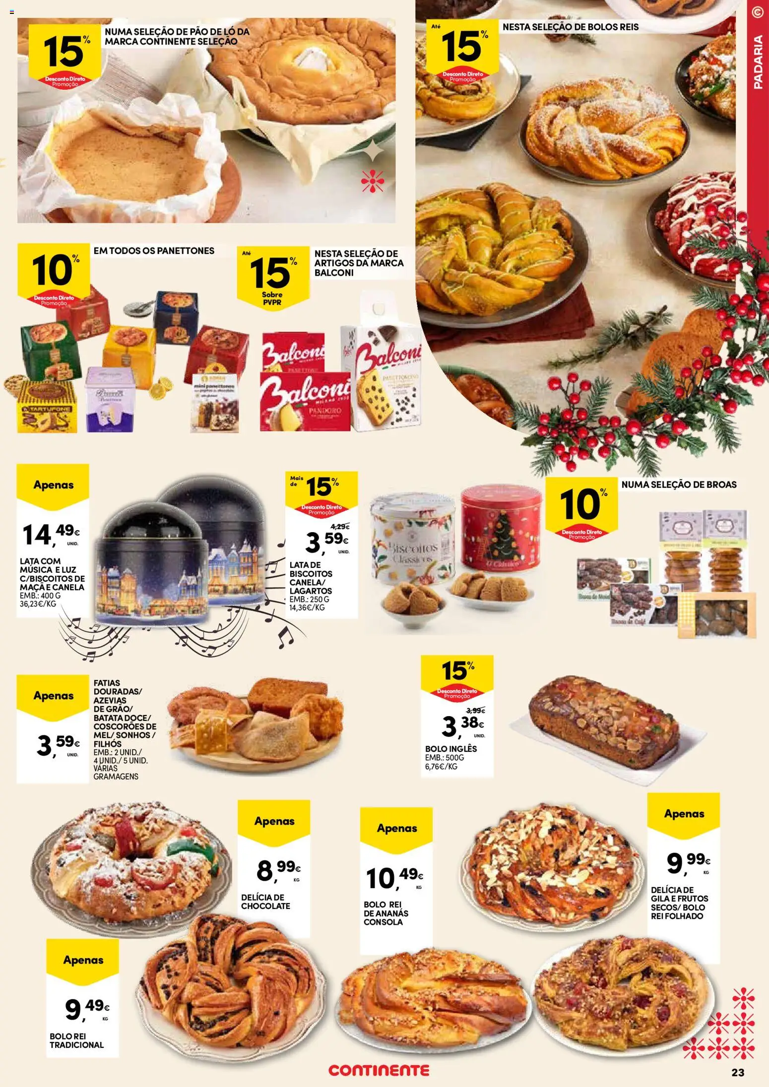 Continente - Açores: Natal │ válido de 11.12.2025 | Página: 23 | Produtos: Batata, Bolo, Pão, Biscoitos