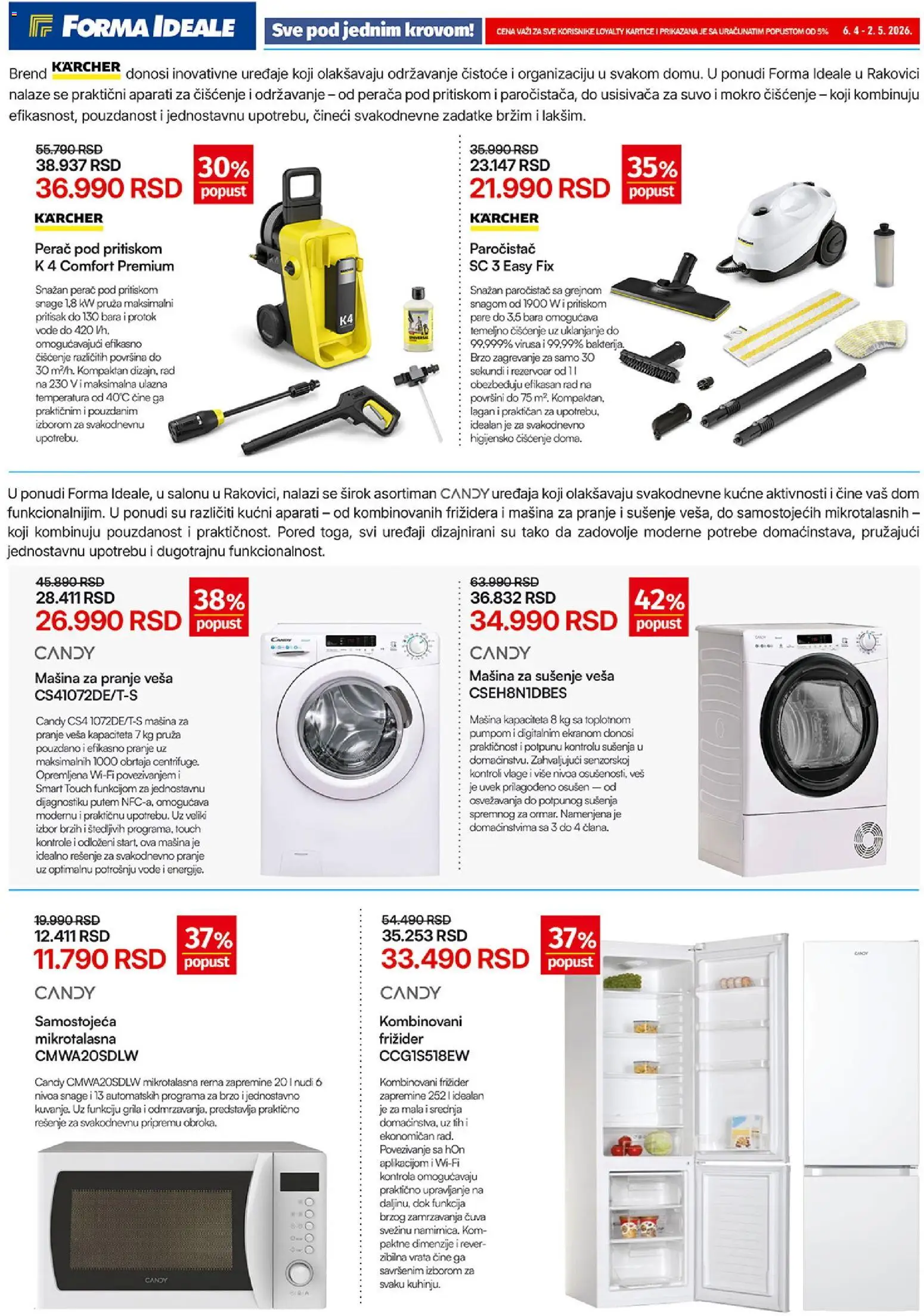 Forma Ideale katalog - važi od 06.04.2026 | Strana: 6 | Proizvode: Paročistač, Mašina za pranje veša, Candy, Frižider