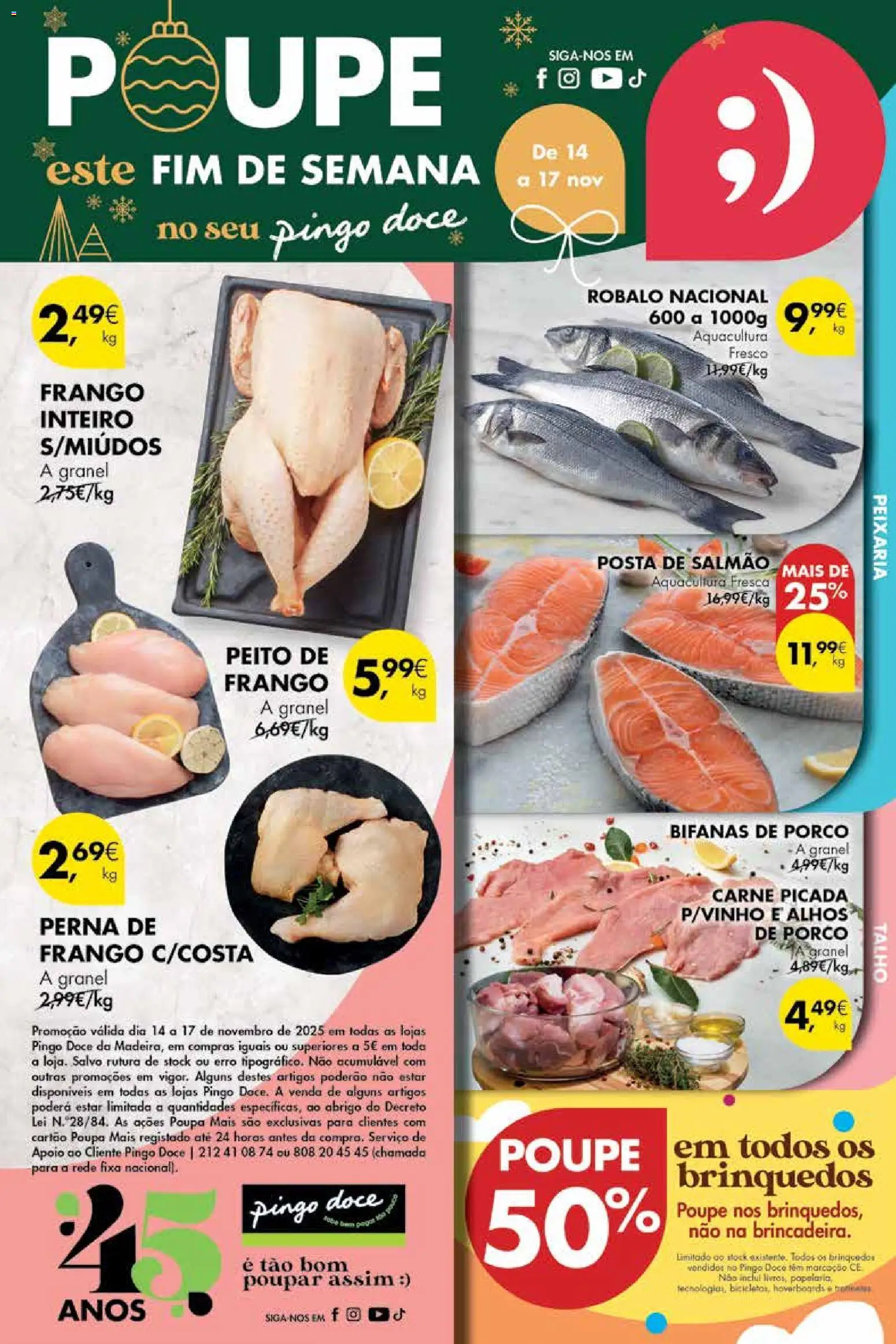 Pingo Doce Poupe este Fim de Semana Madeira │ válido de 14.11.2025 | Página: 1 | Produtos: Peito de frango, Salmão, Vinho, Carne