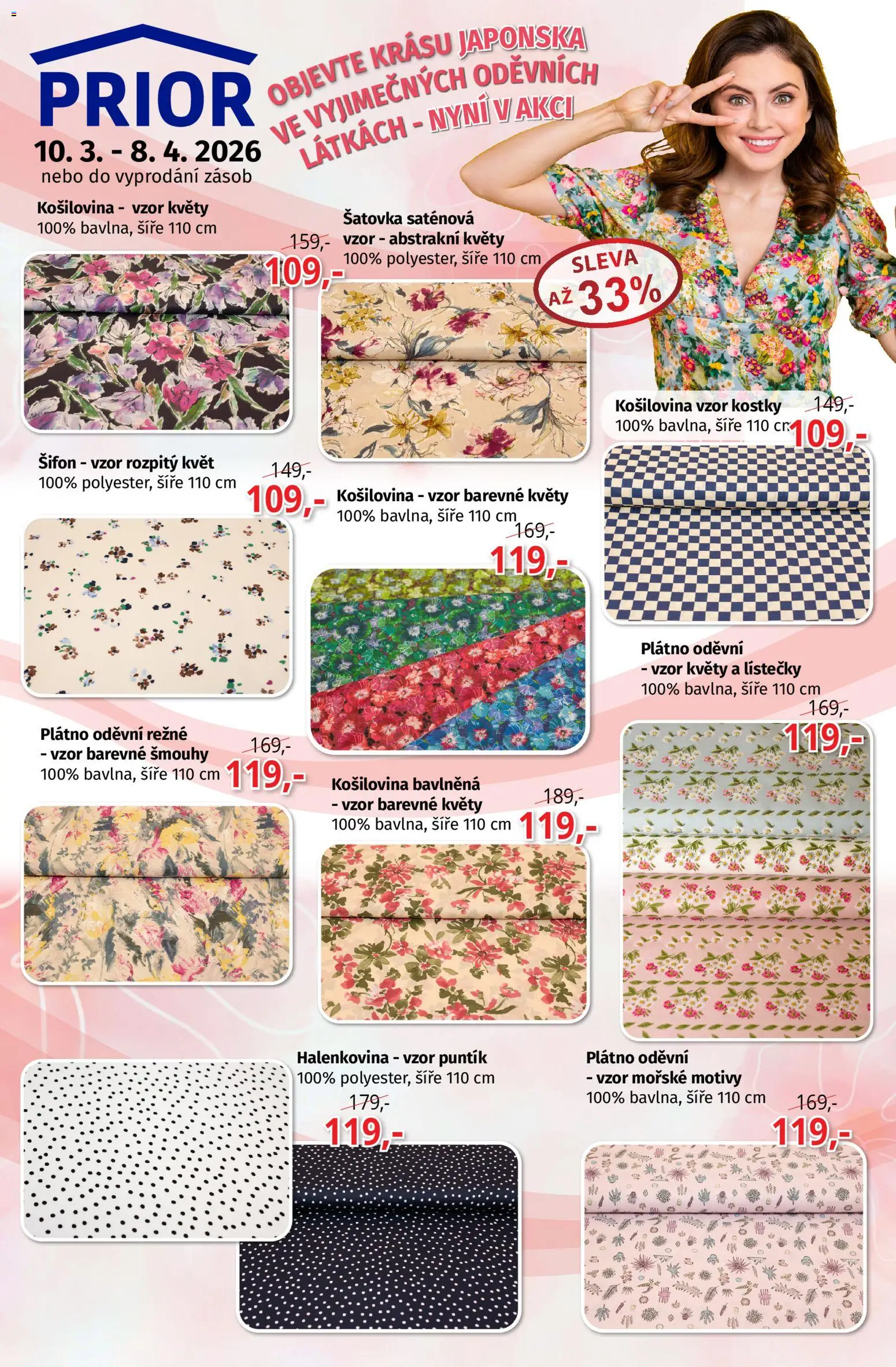 Prior - Akční Nabídka Látek A Bytového Textilu od 10.03.2026 | Strana: 1 | Produkty: Kostky