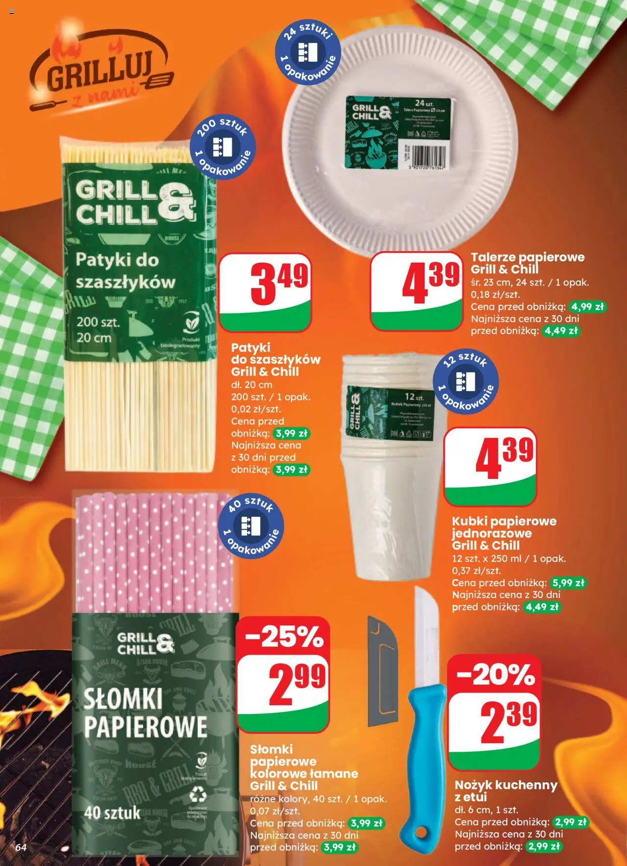 Dino Gazetka od 13.08.2025 | Strona: 64 | Produkty: Nożyk, Grill, Talerze, Słomki